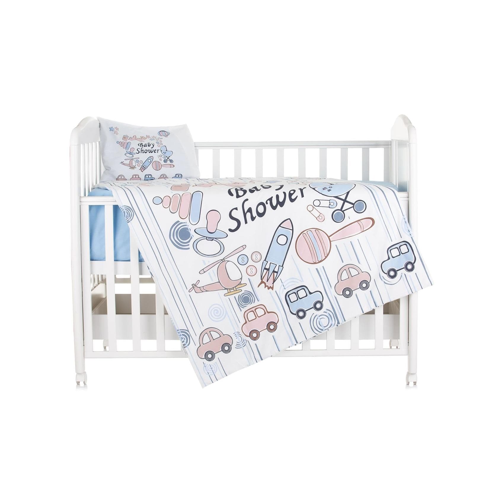 Chipolino Babybettwäsche 3-teilig, Decke 130 x 100 cm, Kissen 45 x 35 cm, Laken hellblau