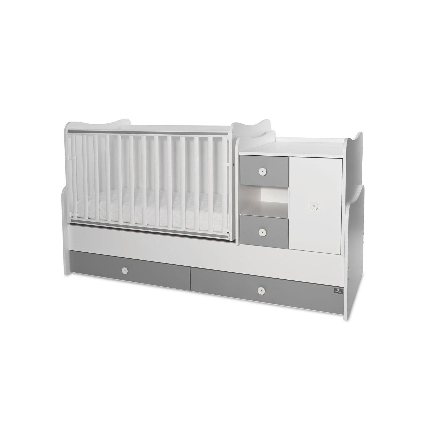 Lorelli Babybett 3-in-1 Mini Max Weiß/Dunkelgrau für 2 Kinder
