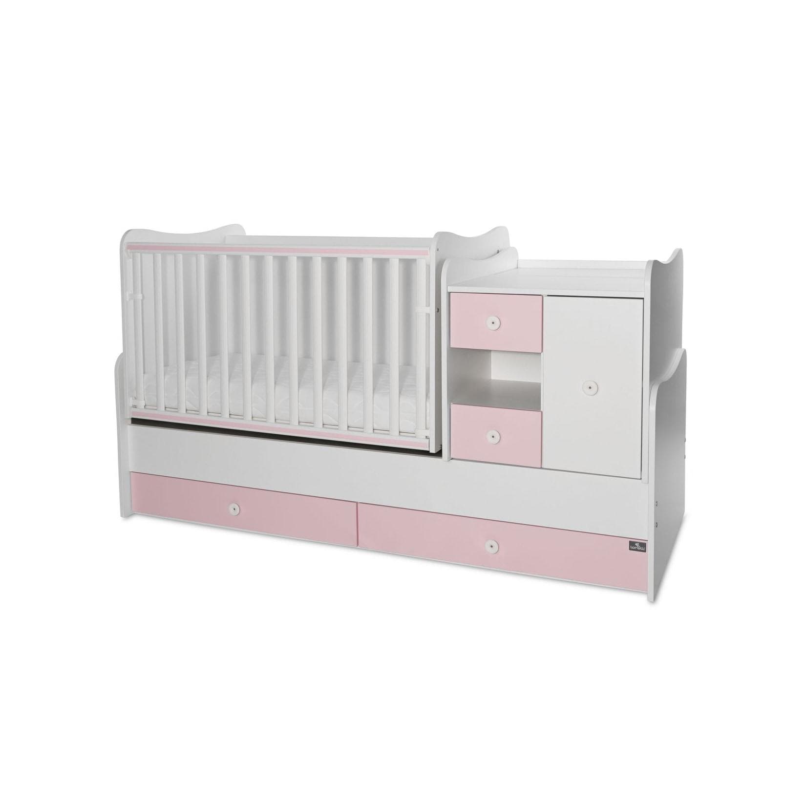 Babybett und Jugendbett aus Holz in Pink