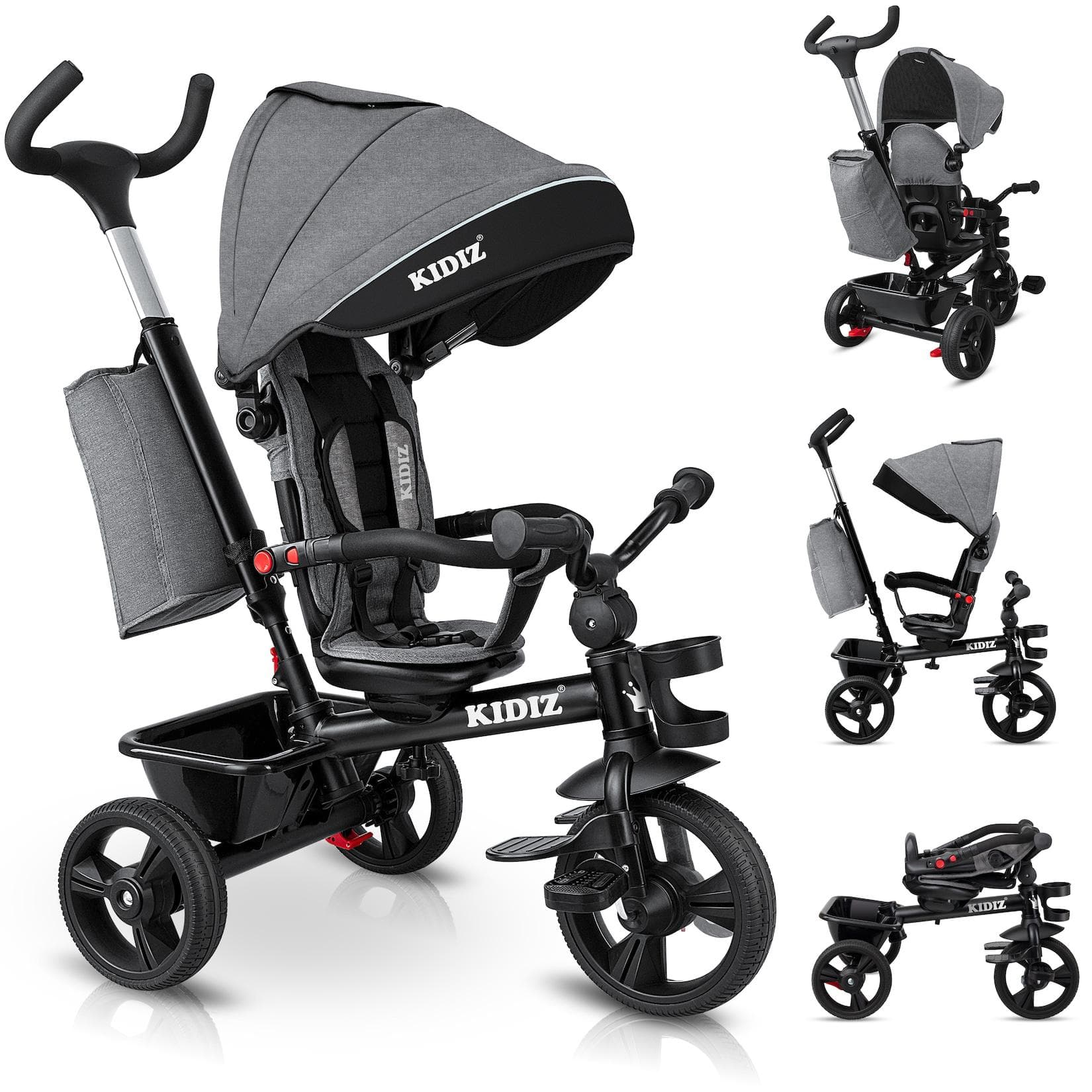 KIDIZ Kinderdreirad 5in1 mit Schubstange klappbar