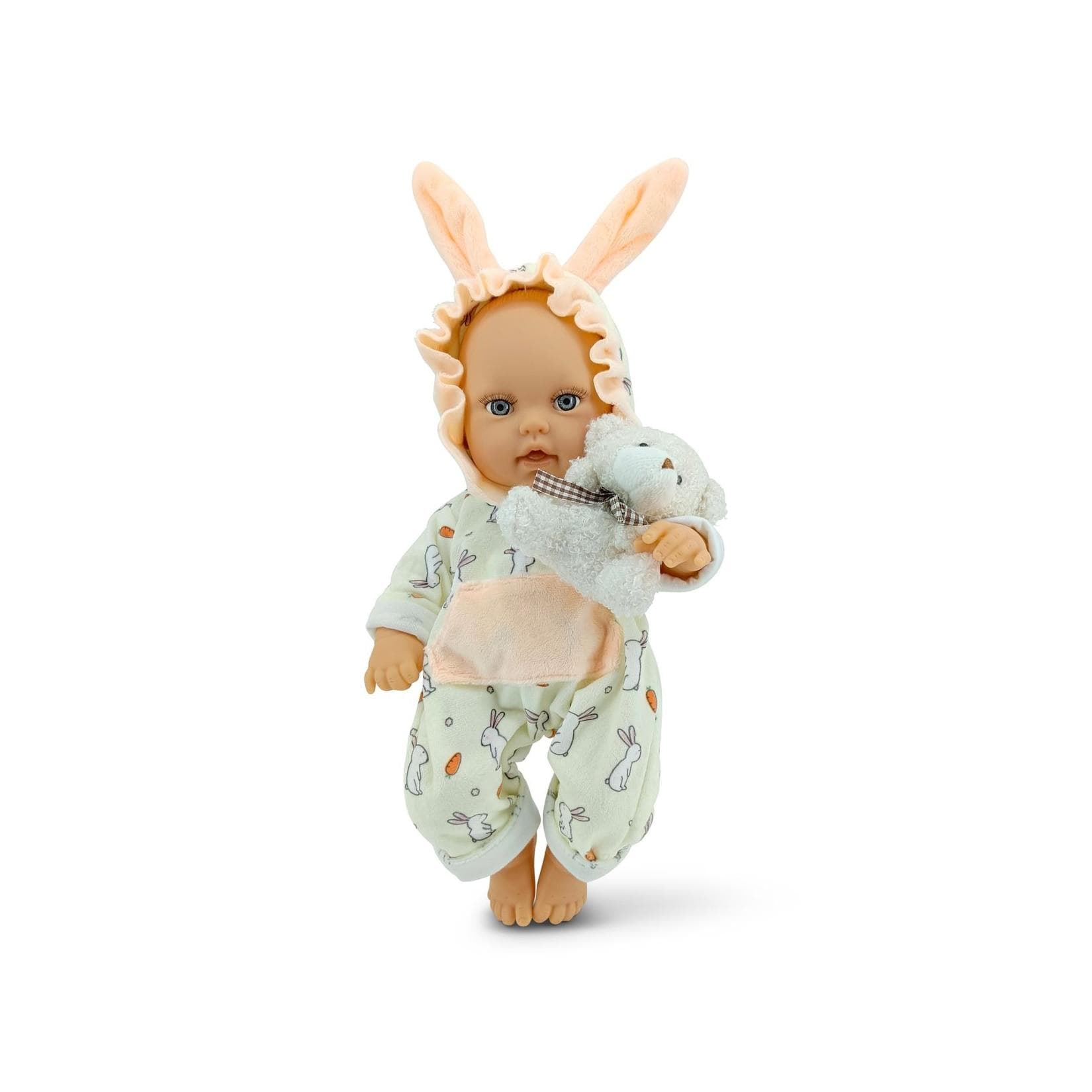 Moni Kinderpuppe Bear und Baby 30 cm beige mit Kuscheltier