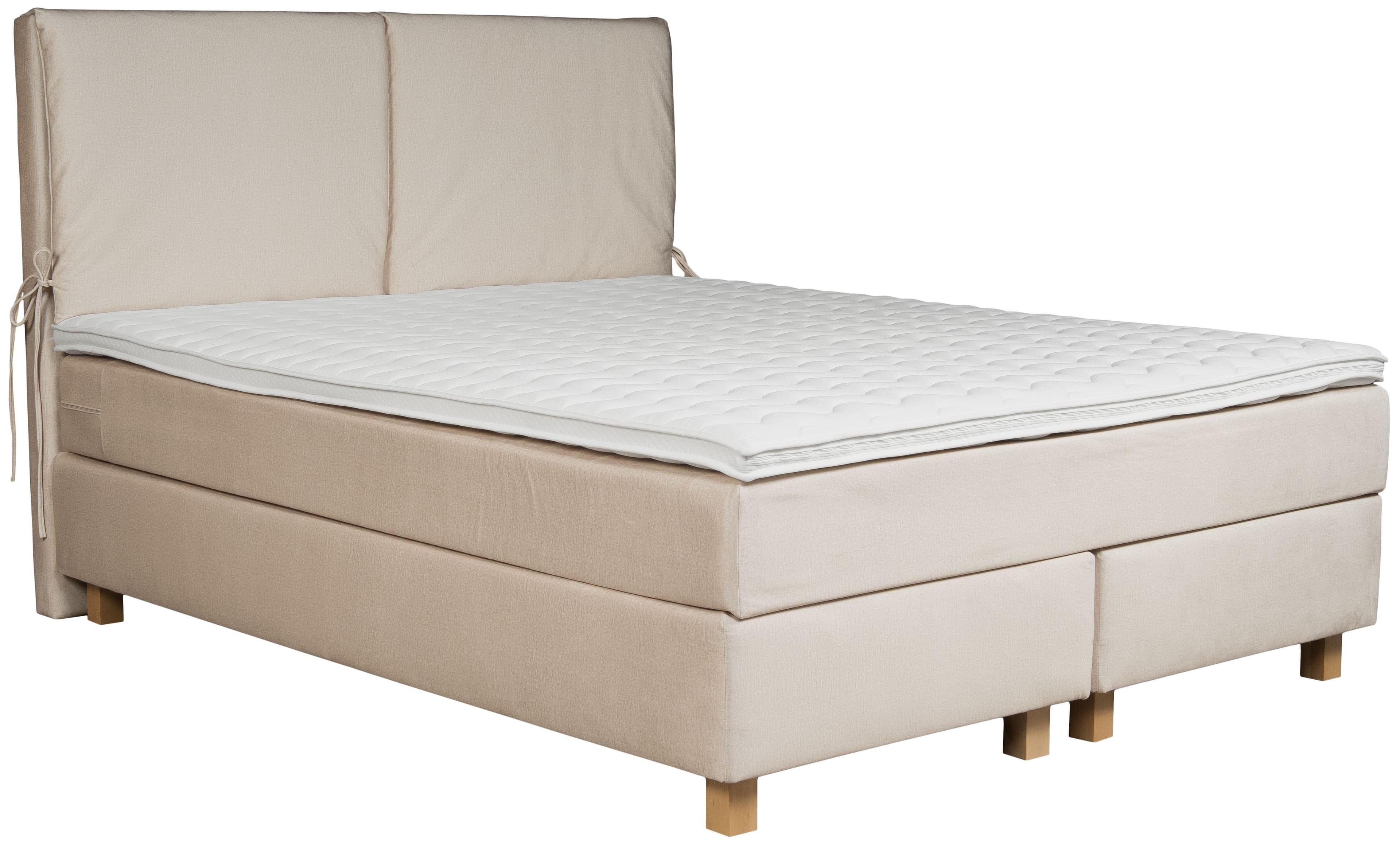 HOME AFFAIRE Nele Boxspringbett Beige Samtvelours mit Viscosetopper
