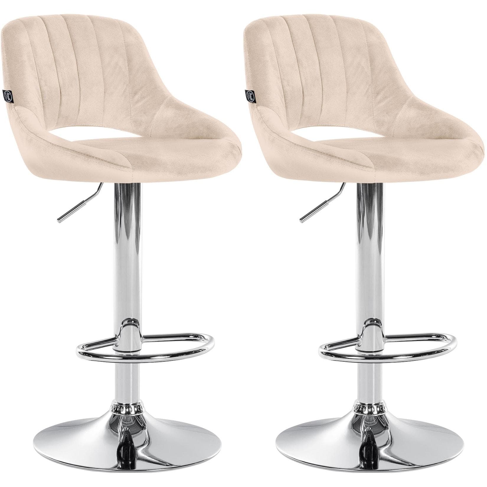 CLP Barhocker 2er Set Milet höhenverstellbar mit Lehne Samtbezug Metallgestell