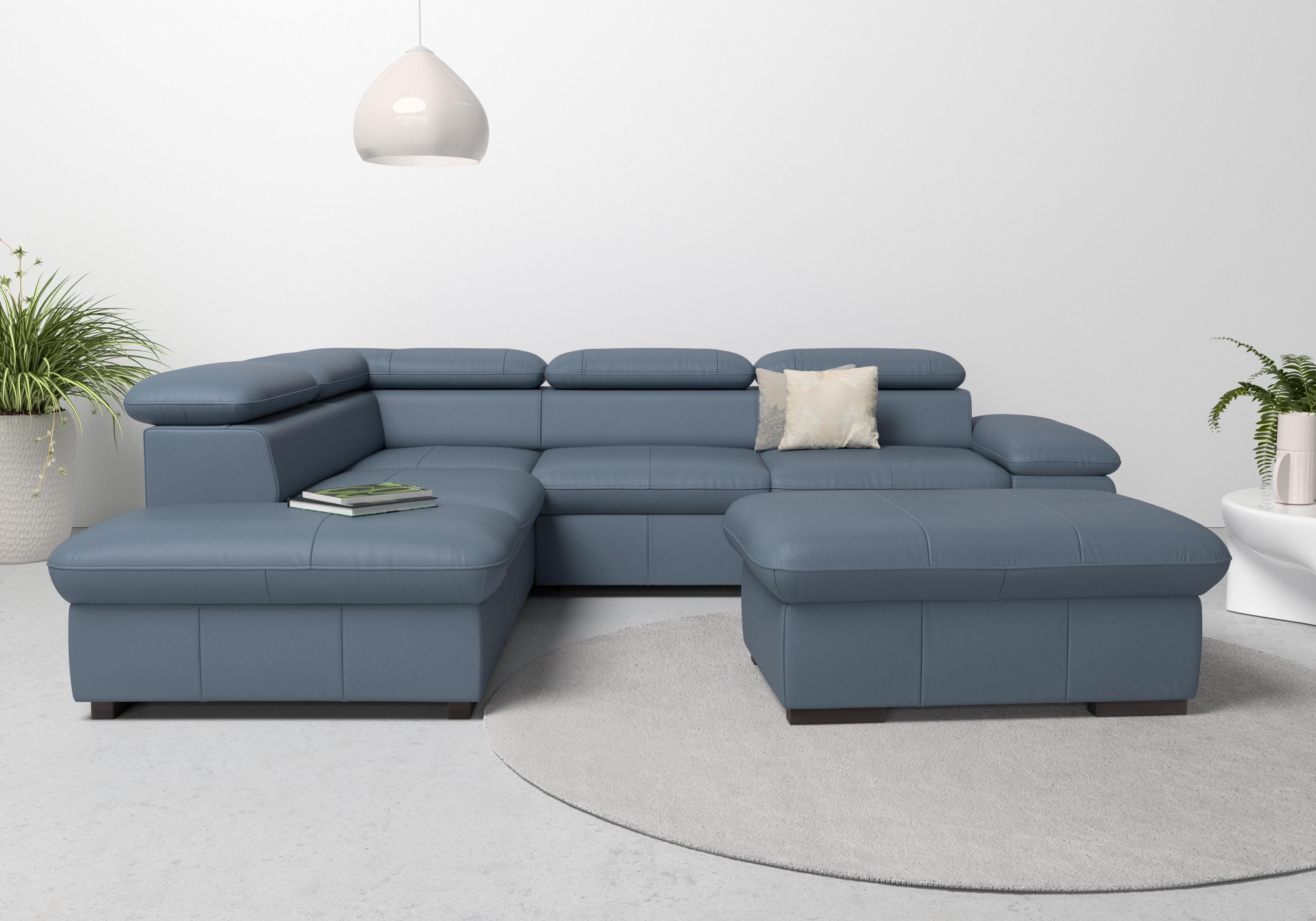 HOME AFFAIRE Ecksofa Alberto L-Form mit Bettfunktion Grau Blau