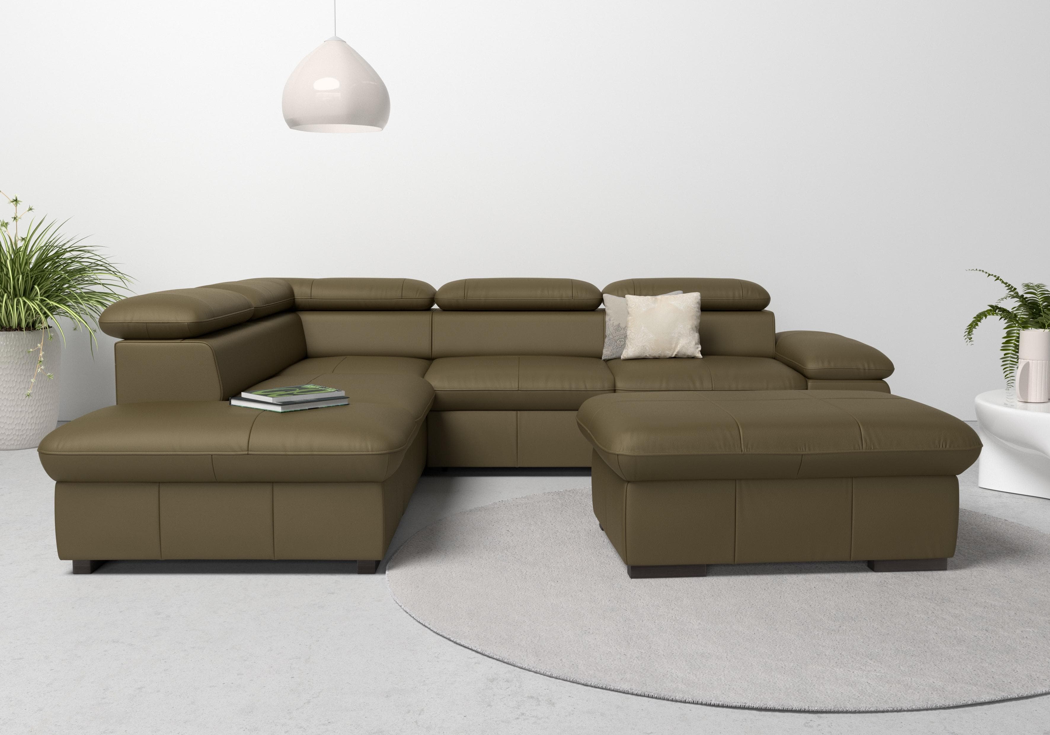 HOME AFFAIRE Ecksofa Alberto L-Form Olivgrün mit Bettfunktion