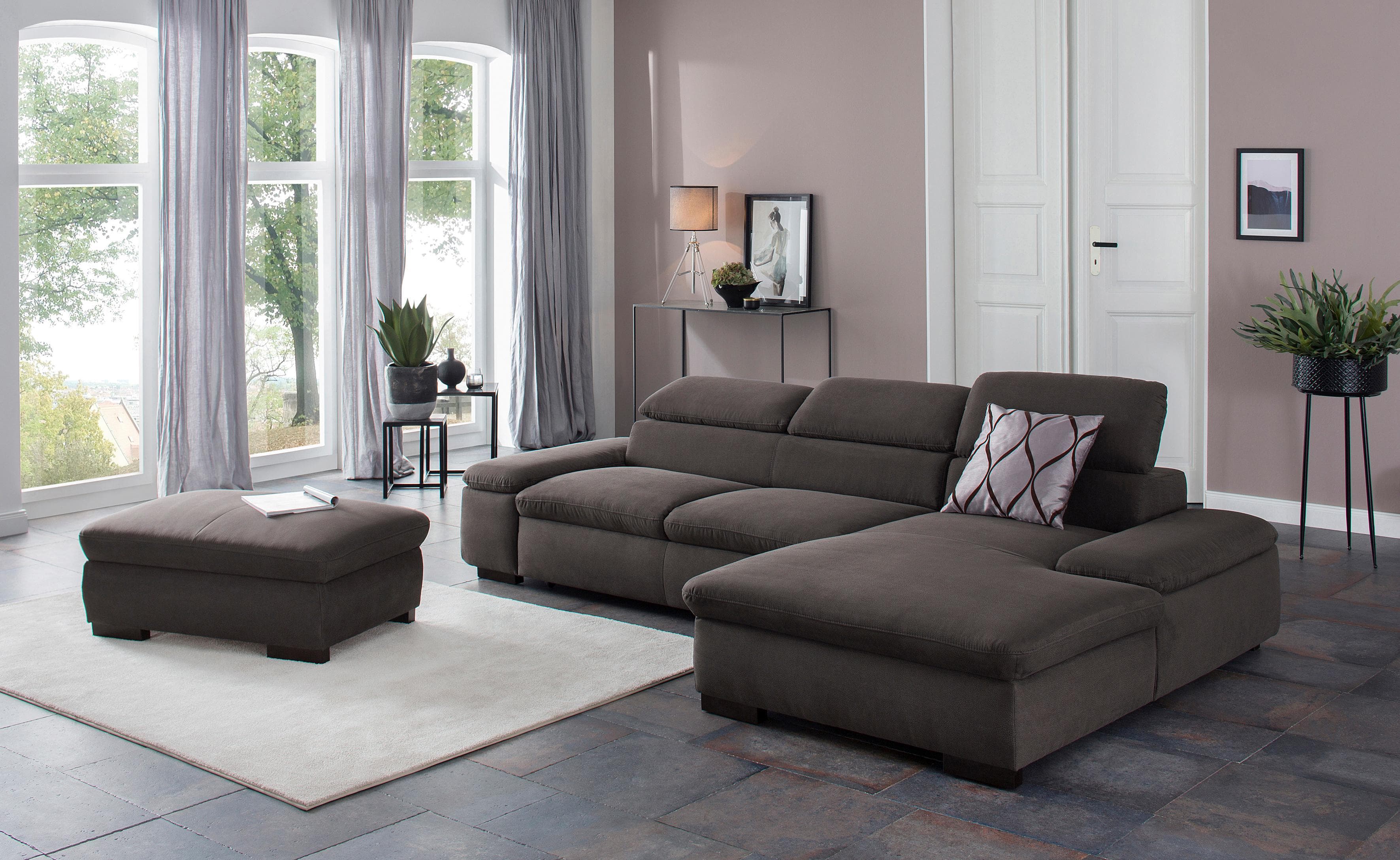 HOME AFFAIRE Ecksofa Alberto L-Form Anthrazit Microfaser