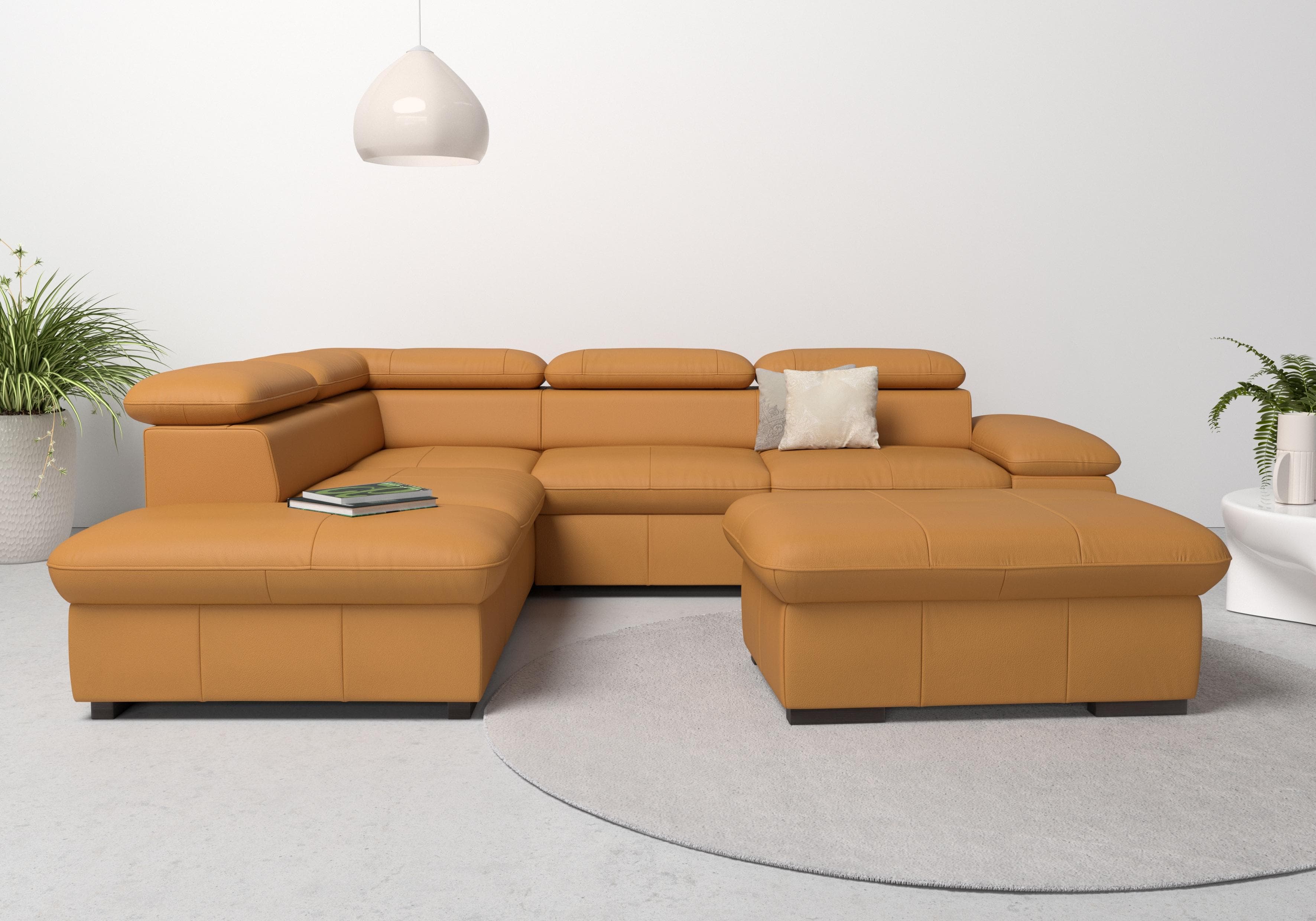 HOME AFFAIRE Ecksofa Alberto L-Form Curry mit Bettfunktion