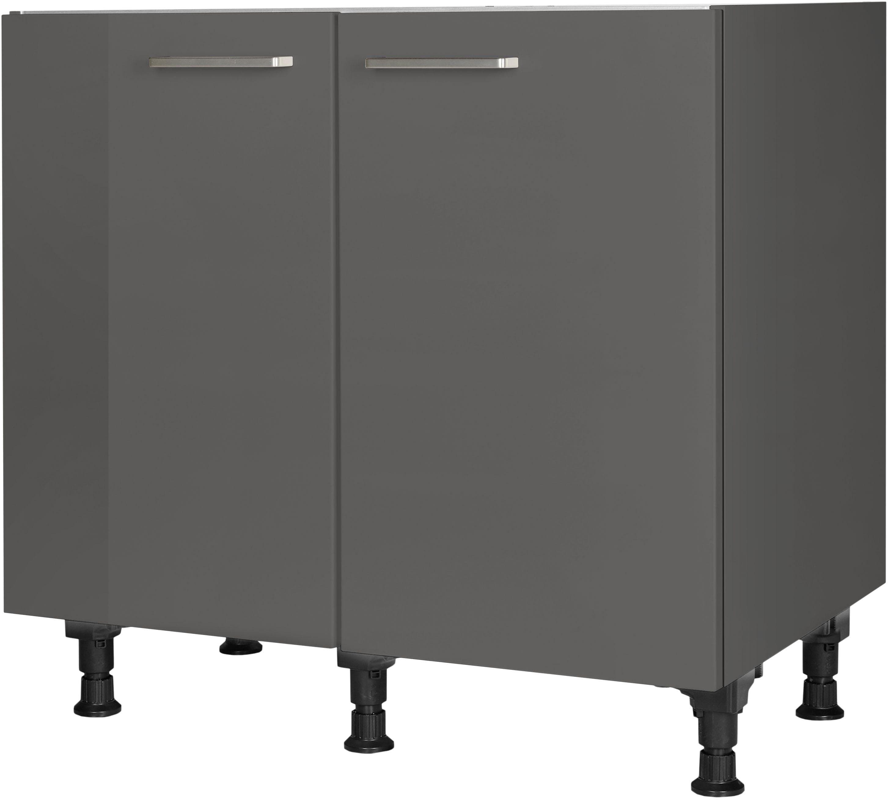 Vormontierter Spülenschrank mit höhenverstellbaren Füssen