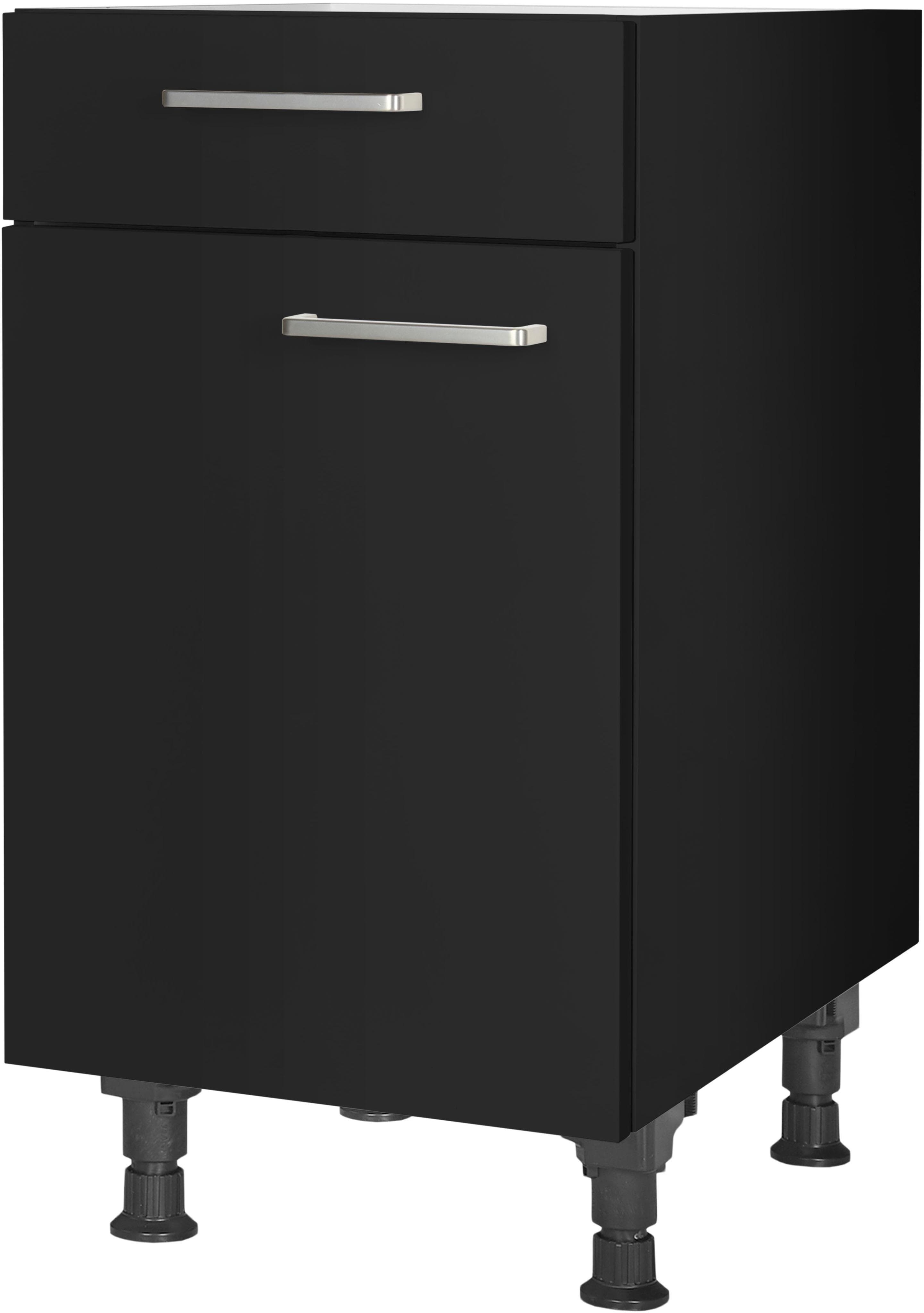 nobilia Unterschrank Touch Schwarz Vormontiert mit Soft-Close
