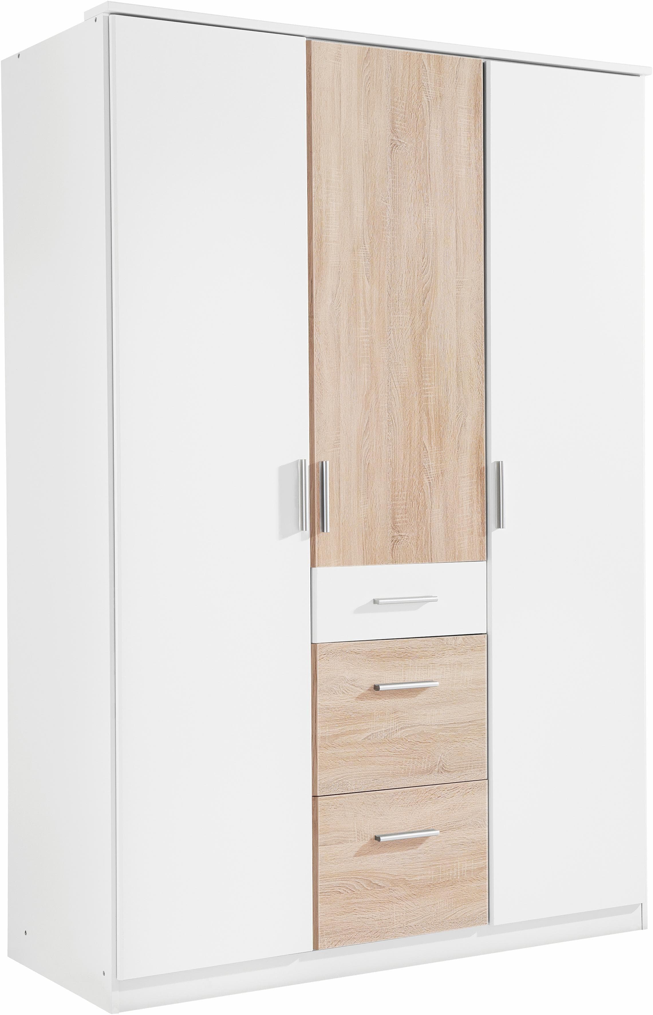 Dreh-/Schwebetürenschrank Weiß - 3 Schubladen & 3 Türen | Optional mit Spiegel