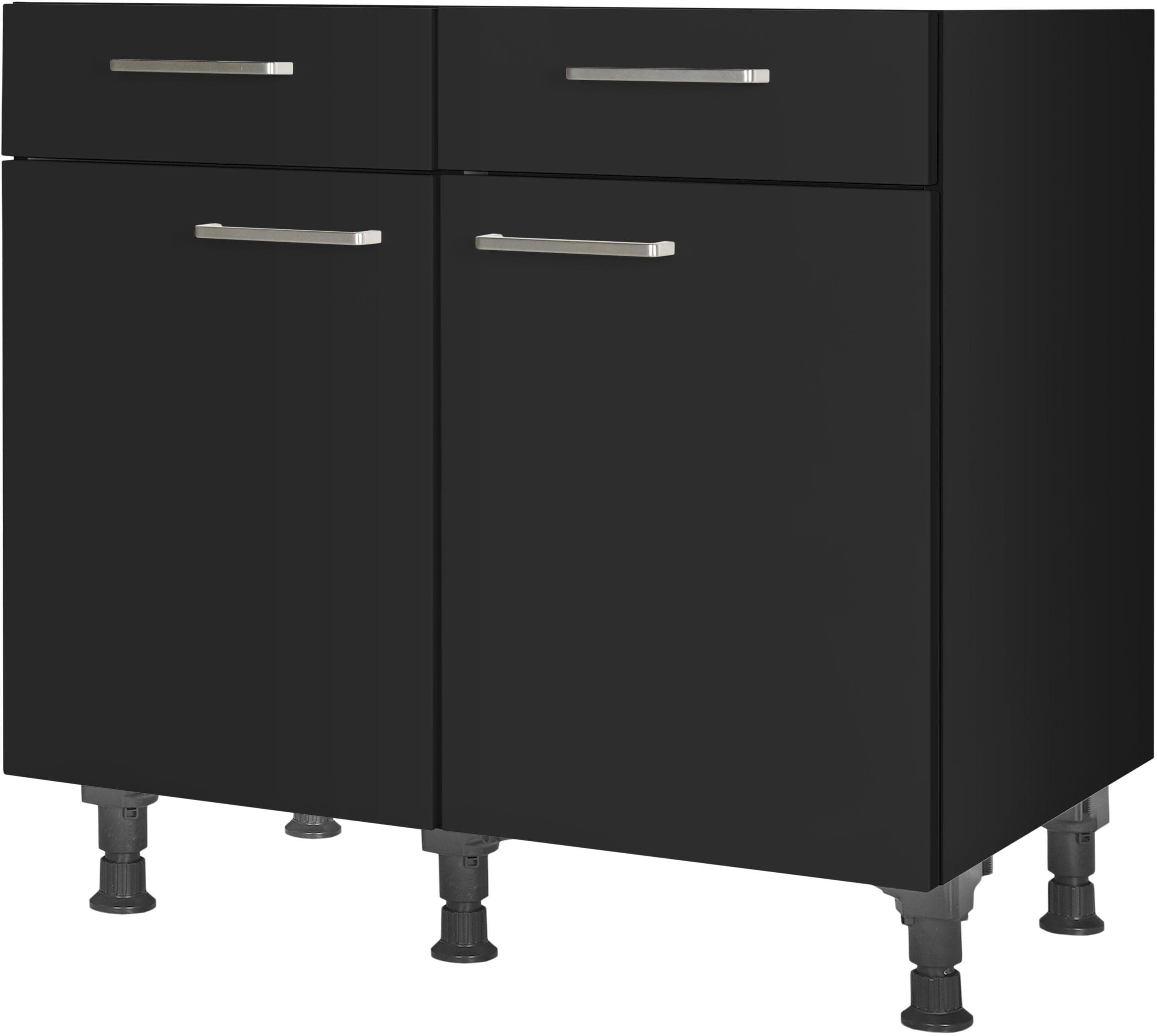 nobilia Unterschrank Touch Schwarz 90cm Soft-Close vormontiert
