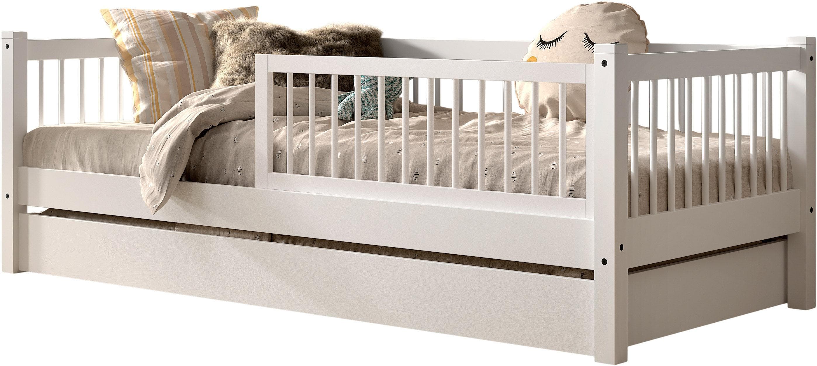 Home Affaire Daybett Forrest: Weißes Massivholz Bett mit Sprossenumrandung