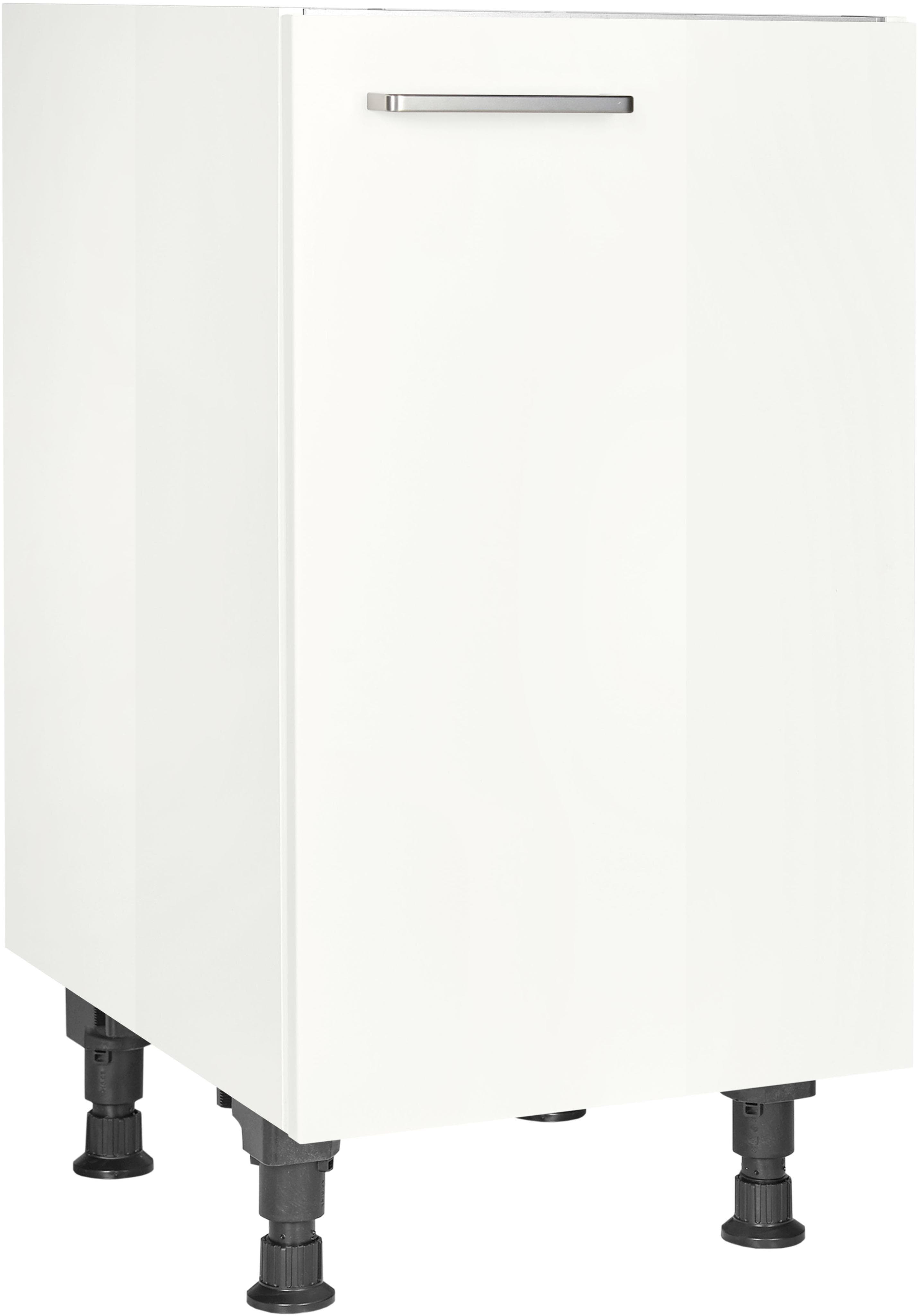 nobilia Spülenschrank Flash Weiß Hochglanz mit höhenverstellbaren Füßen