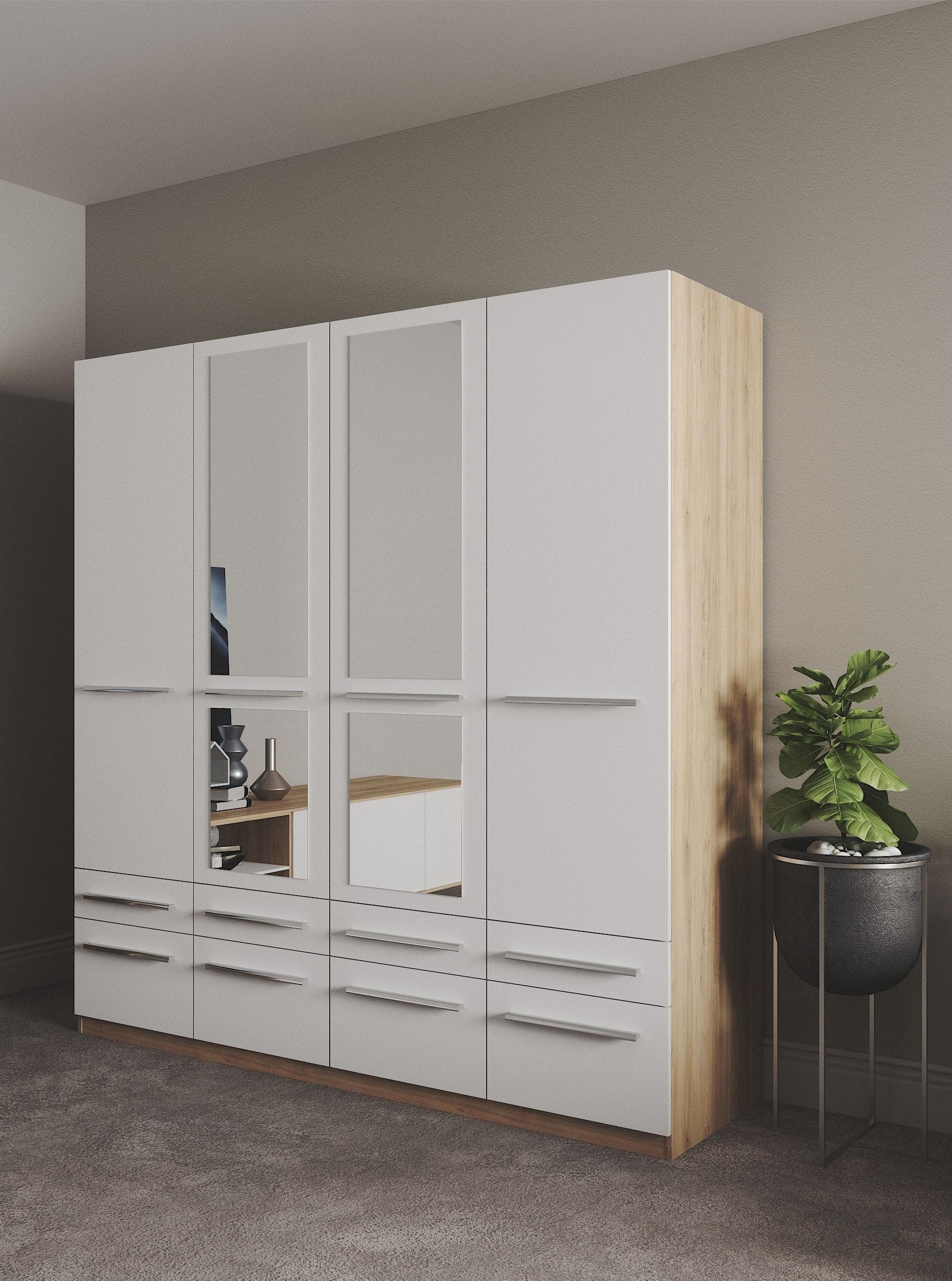 Kleiderschrank PRIESS Barcelona Weiß Braun mit Spiegel