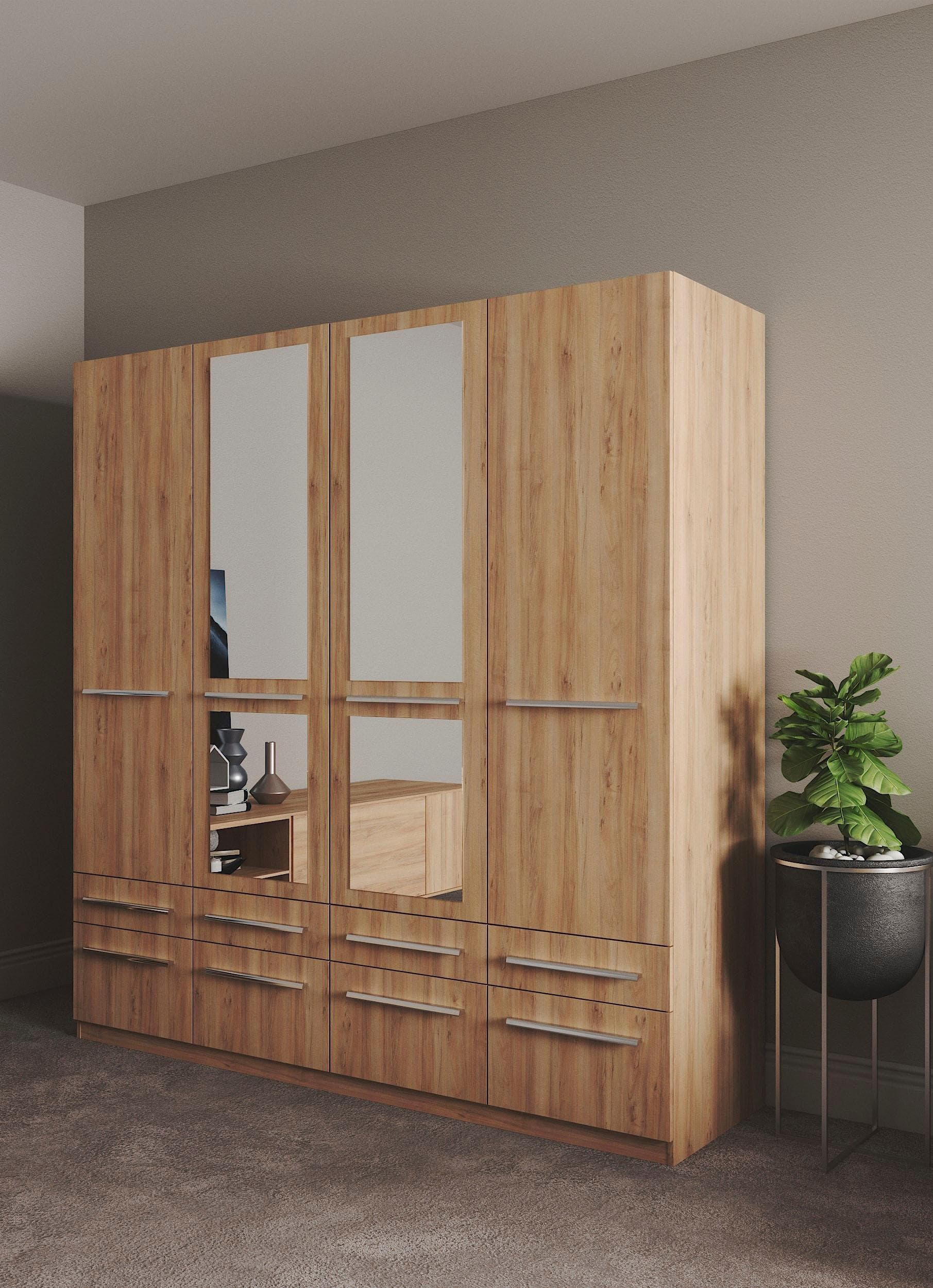 Priess Kleiderschrank Barcelona Braun mit Spiegel 185cm