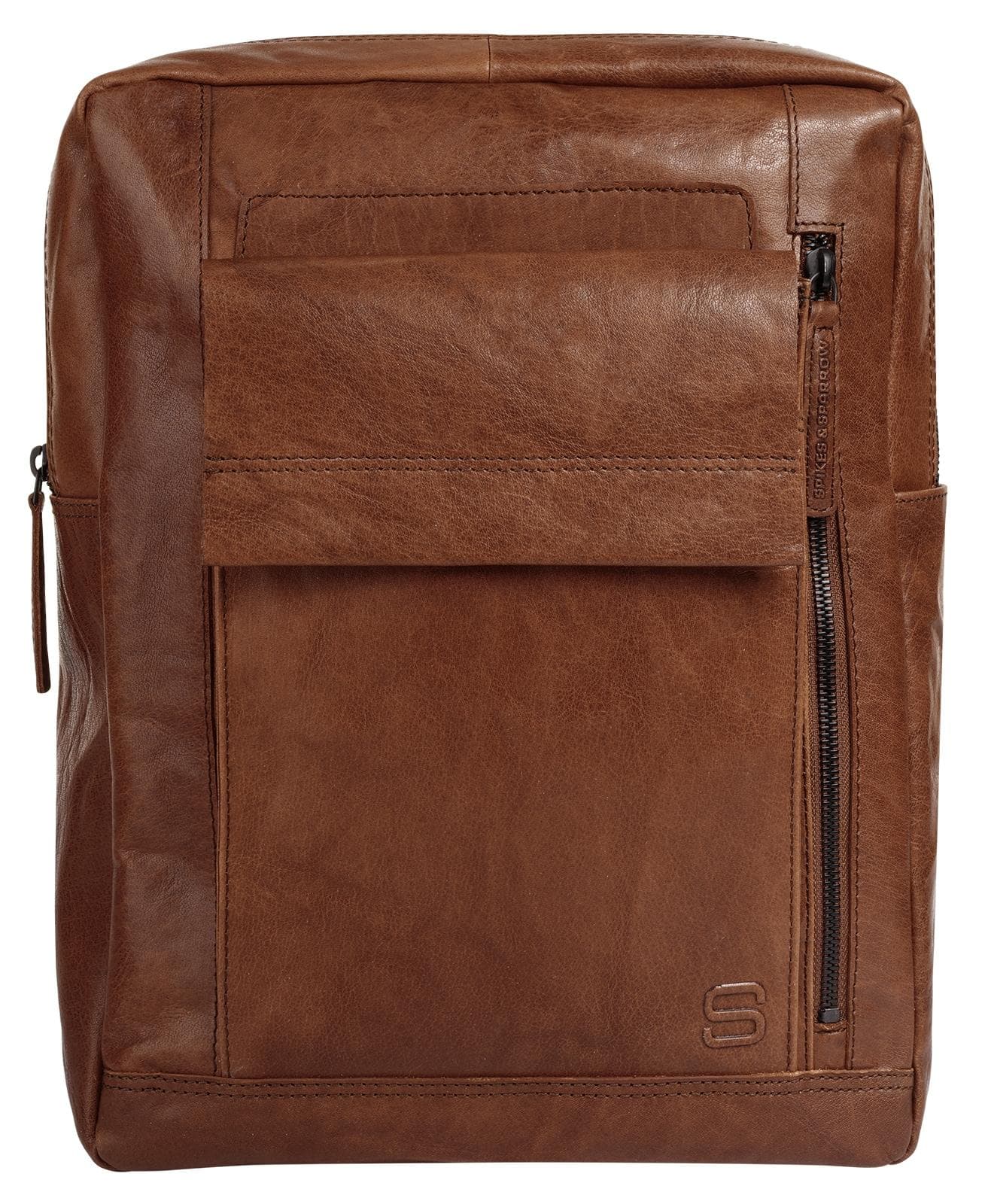 SPIKES & SPARROW Leder Rucksack Cognac Business