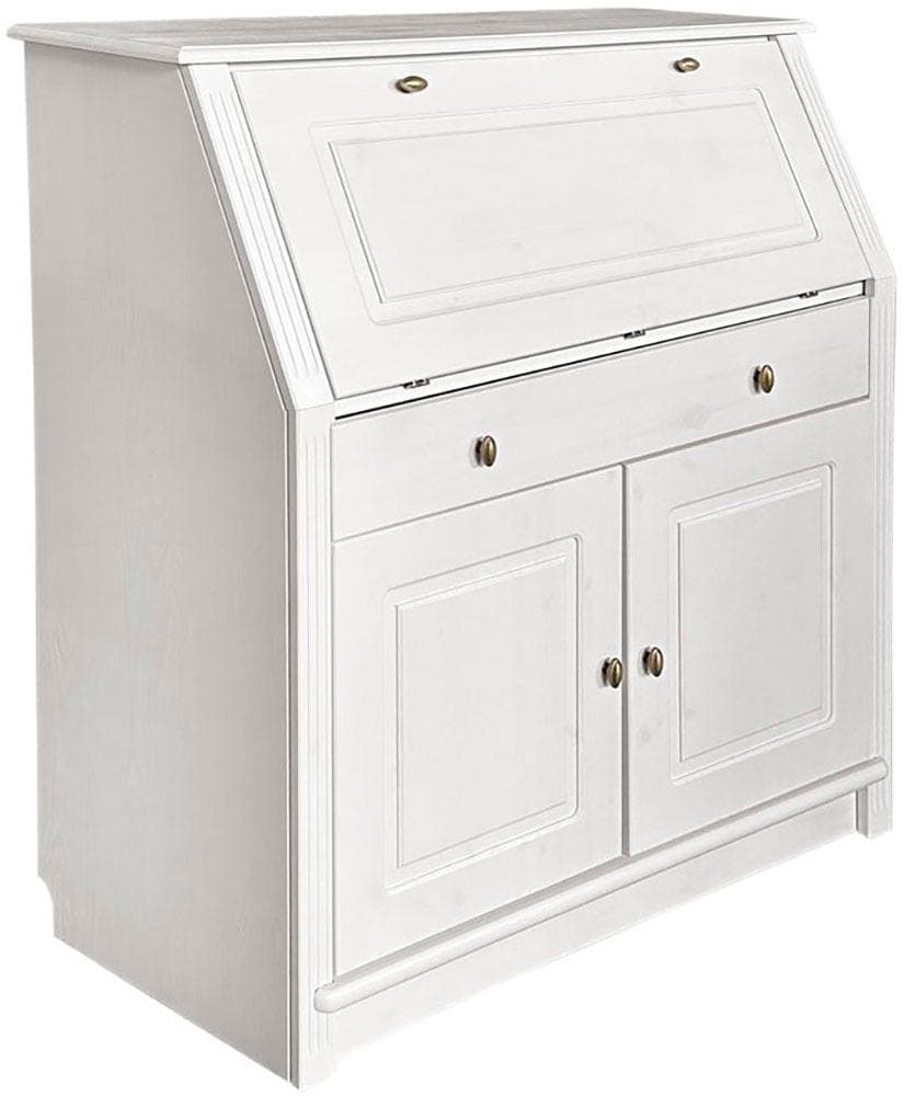 Massiver Kiefer-Sekretär mit aufklappbarem Schreibtisch und viel Stauraum