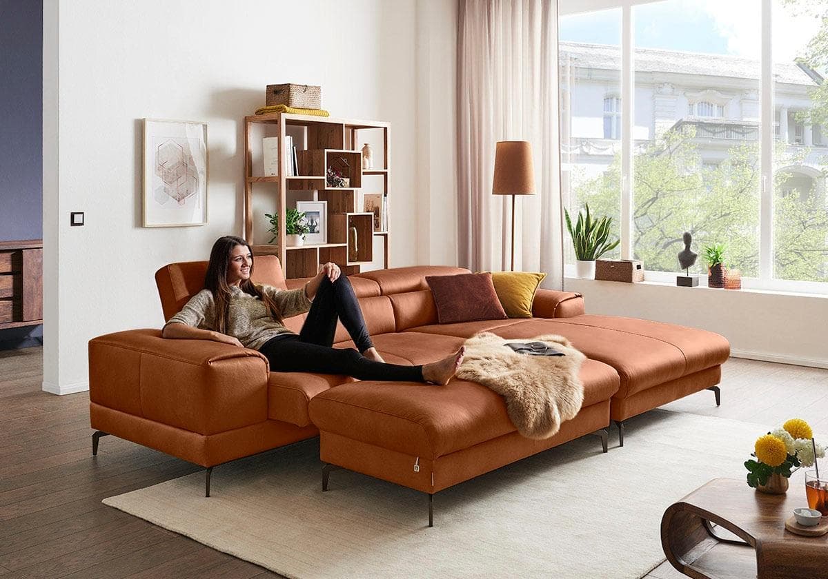 W.SCHILLIG Polsterhocker piedroo cognac Leder Bronze