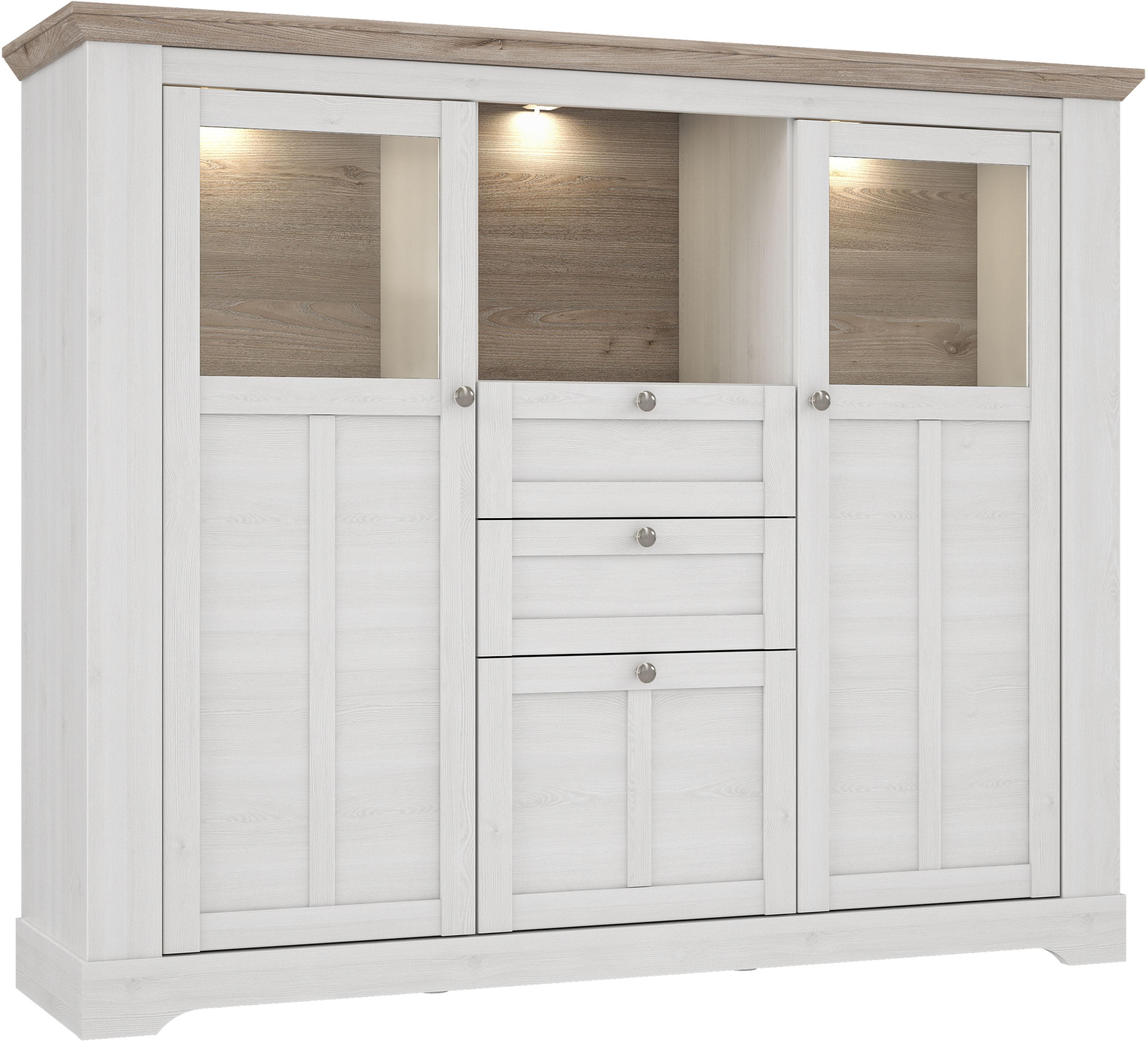 FORTE Highboard Iloppa: Modernes Landhausdesign mit Metallgriffen