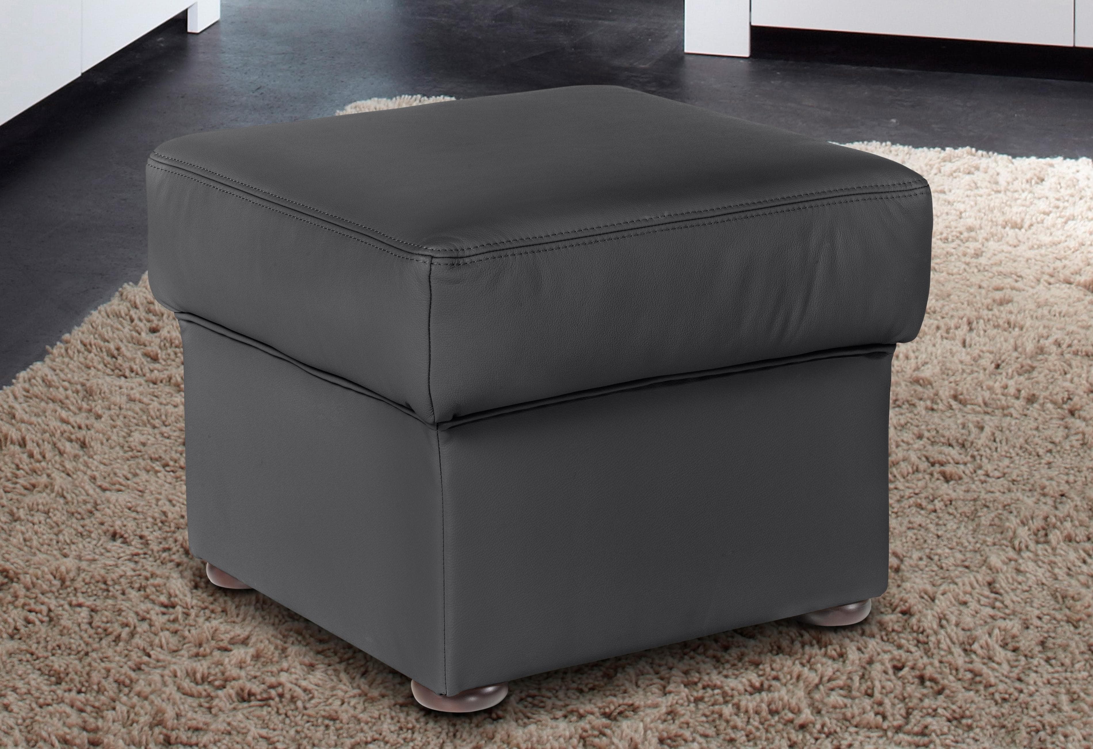 SIT & MORE Hocker Benson Schwarz Kunstleder Polsterhocker