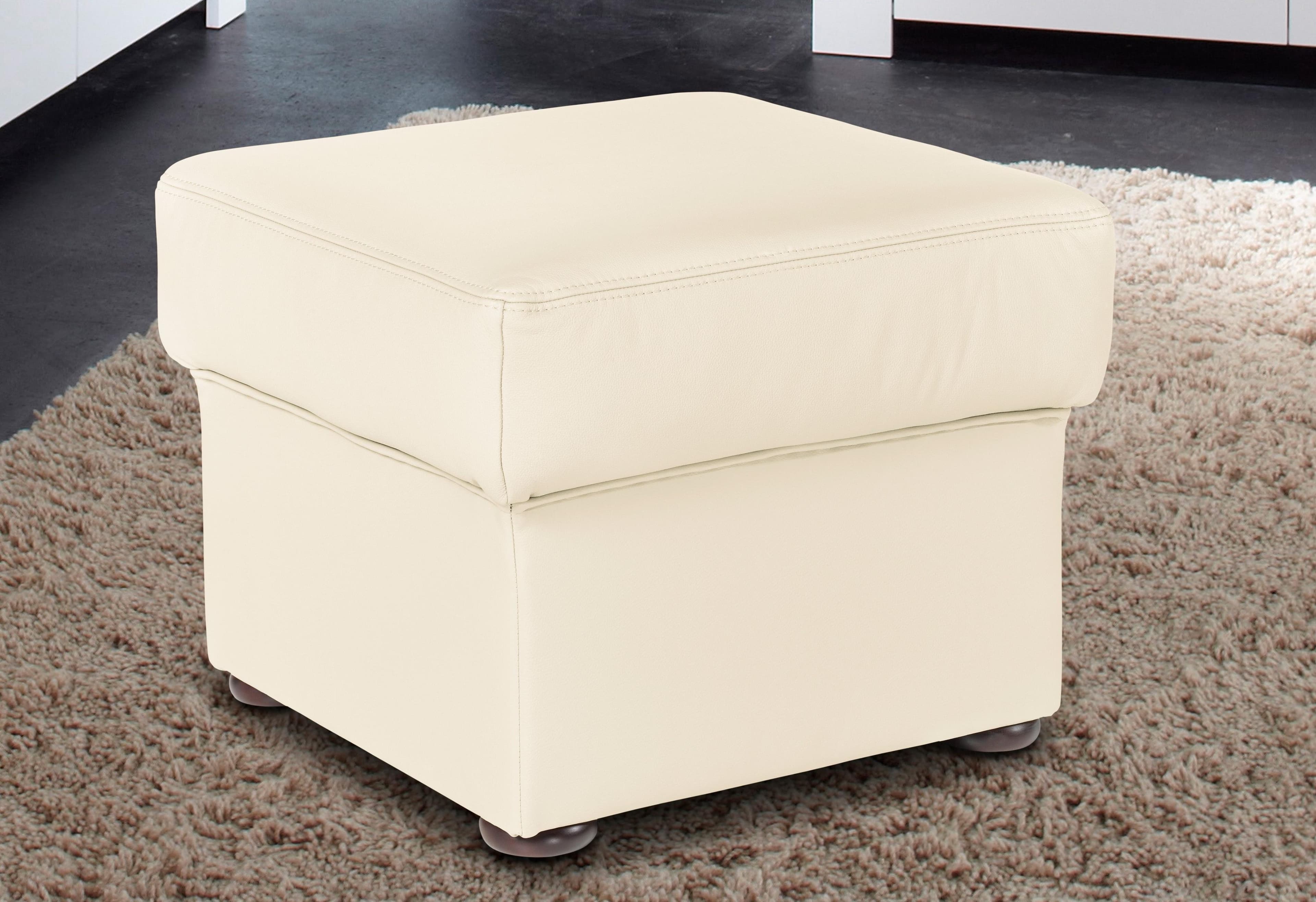 SIT & MORE Benson Polsterhocker Beige Luxus-Kunstleder