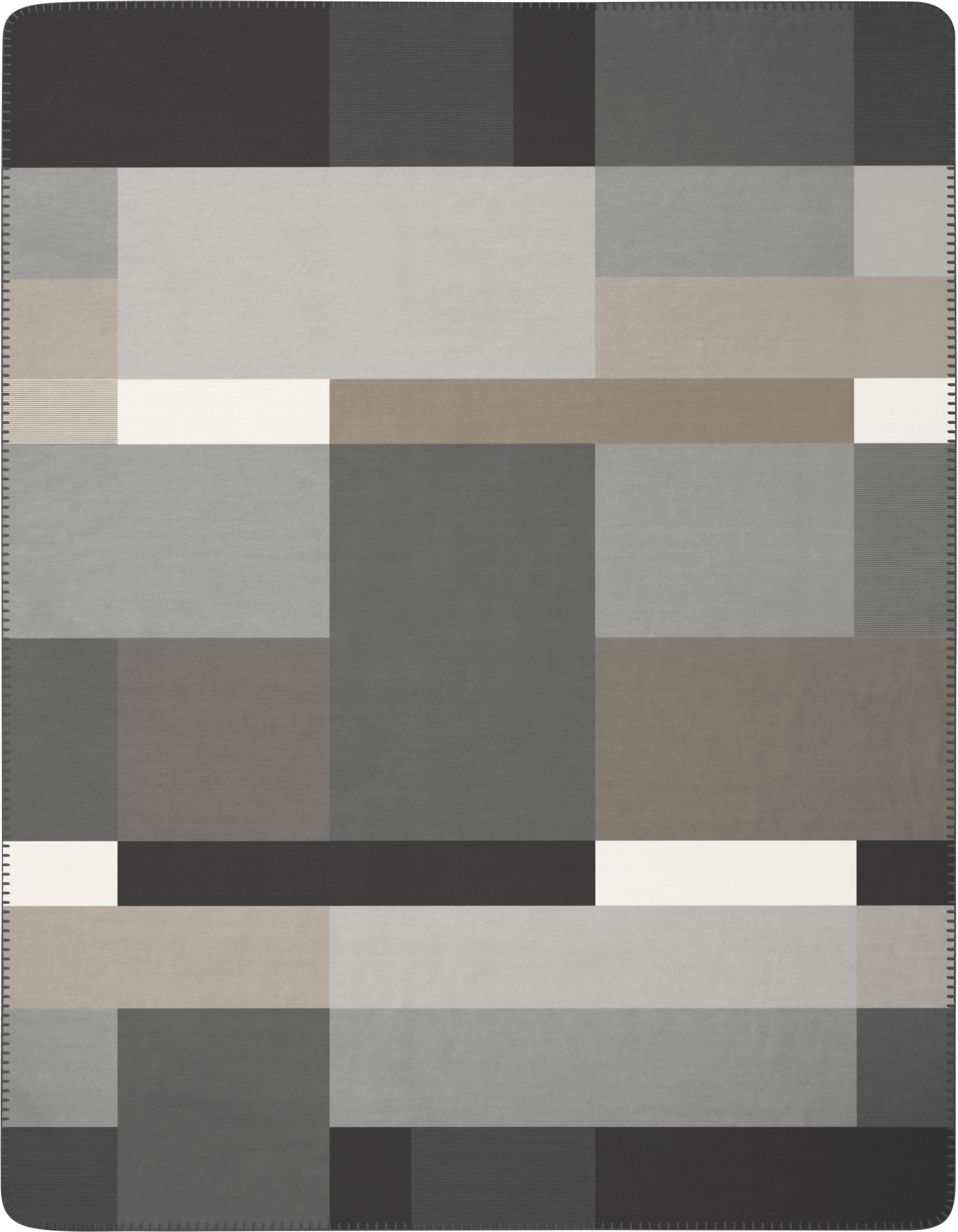 Biederlack Wohndecke Black Part: Modernes Karo Design mit Zierstich