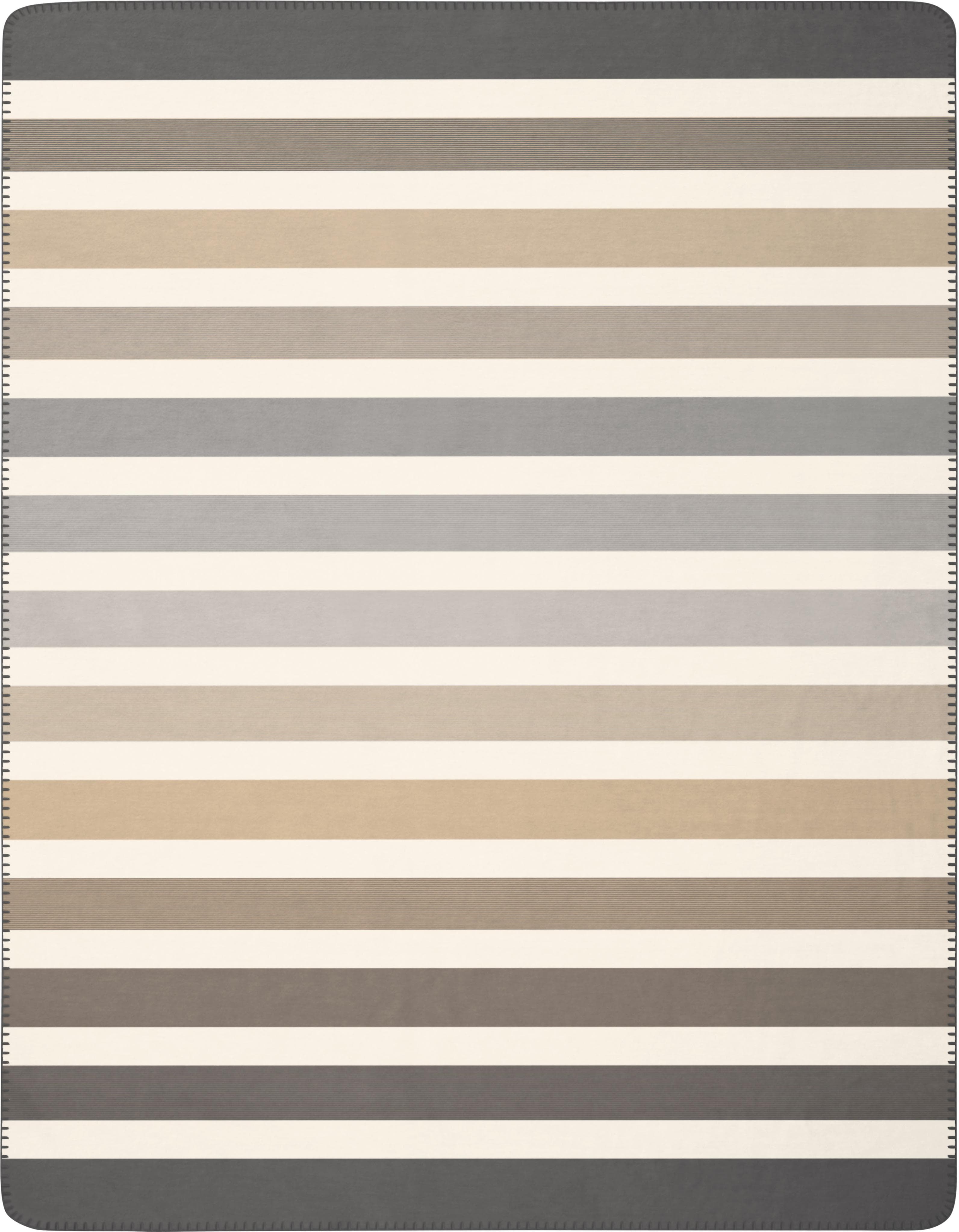 Biederlack Wohndecke Horizon Natur - Weiche Kuscheldecke in Grau- und Naturtönen