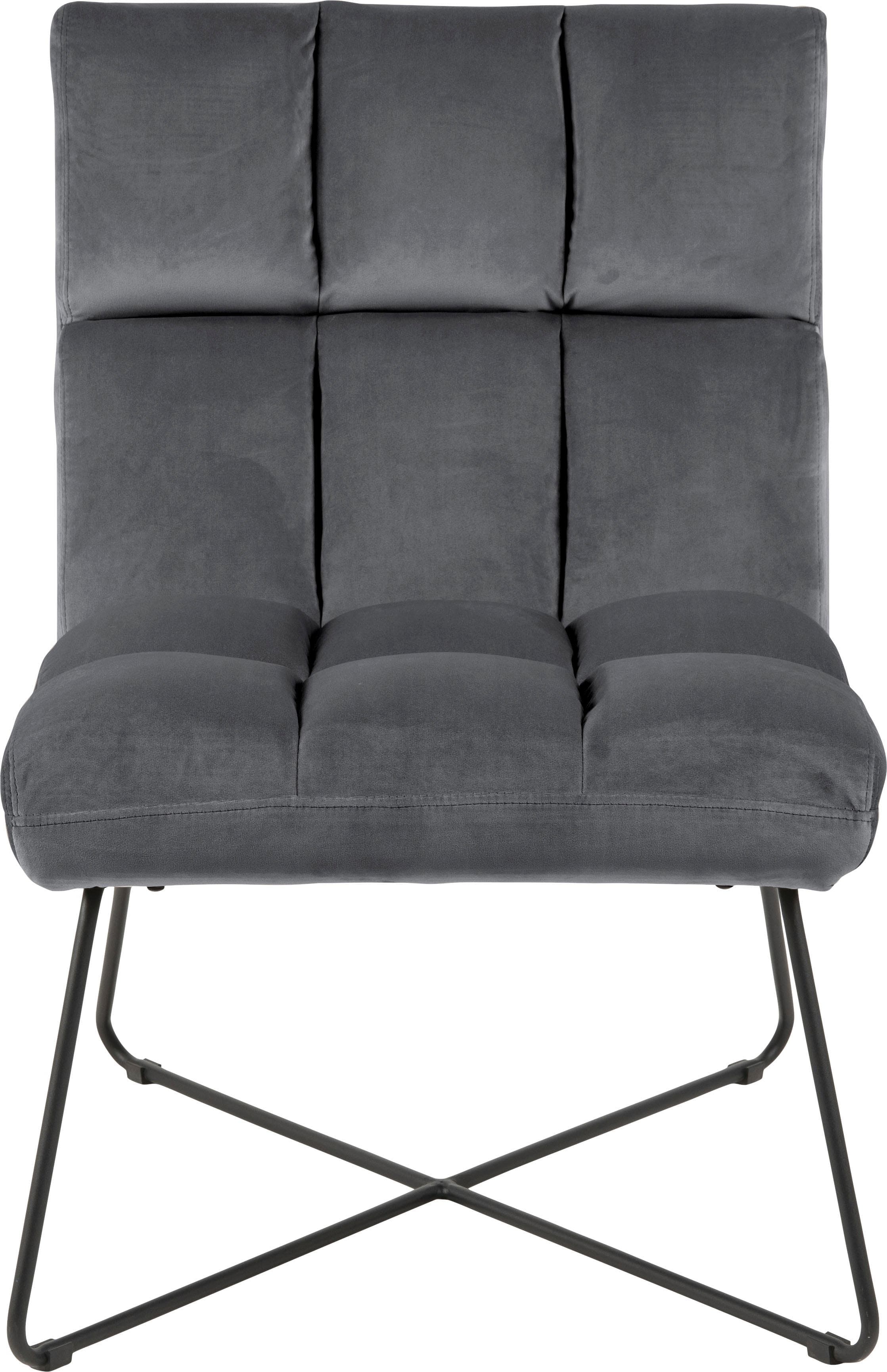 Loungesessel ACTONA GROUP Dunkelgrau Samtvelours Metallgestell
