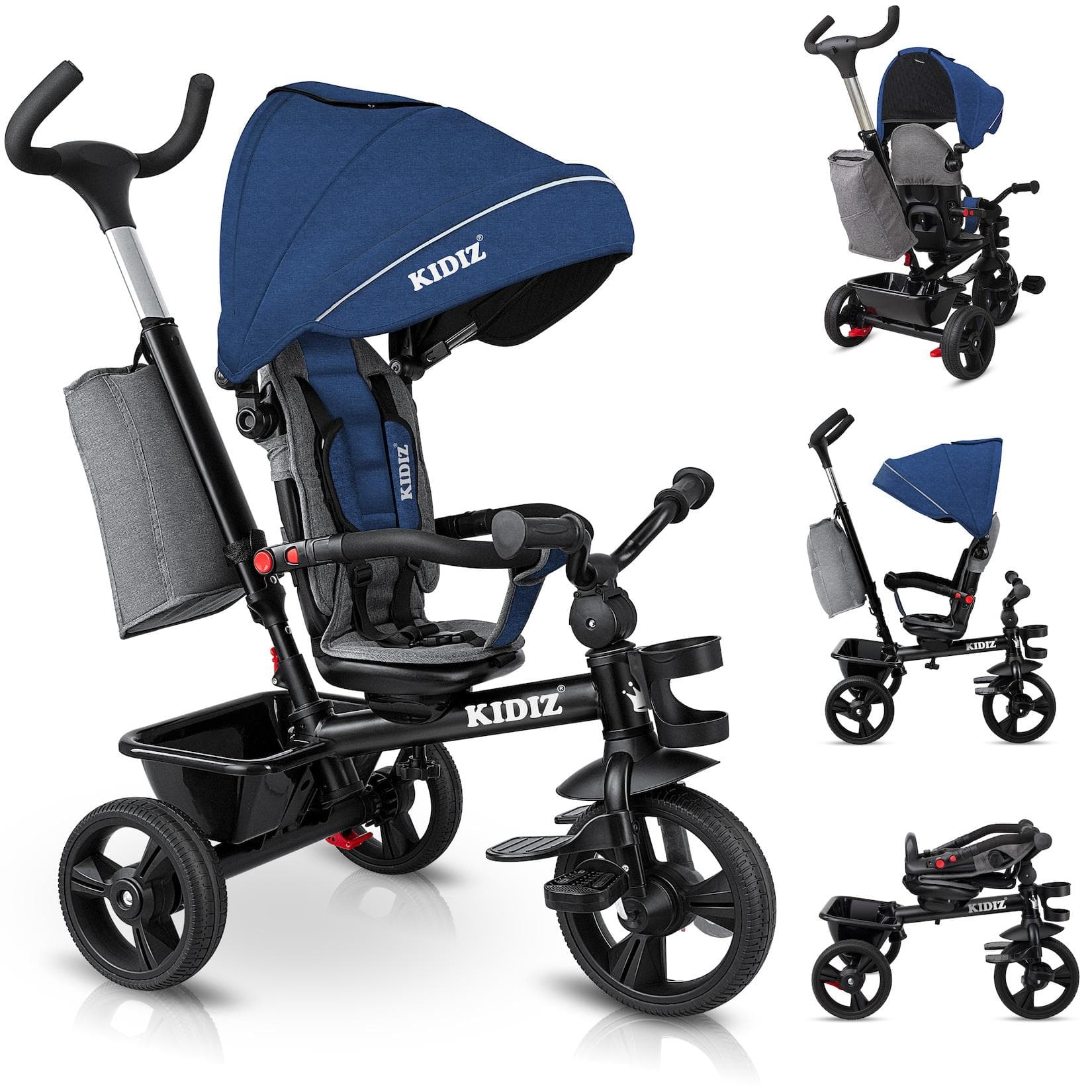 KIDIZ 5in1 Kinderdreirad mit Schubstange und Sonnendach