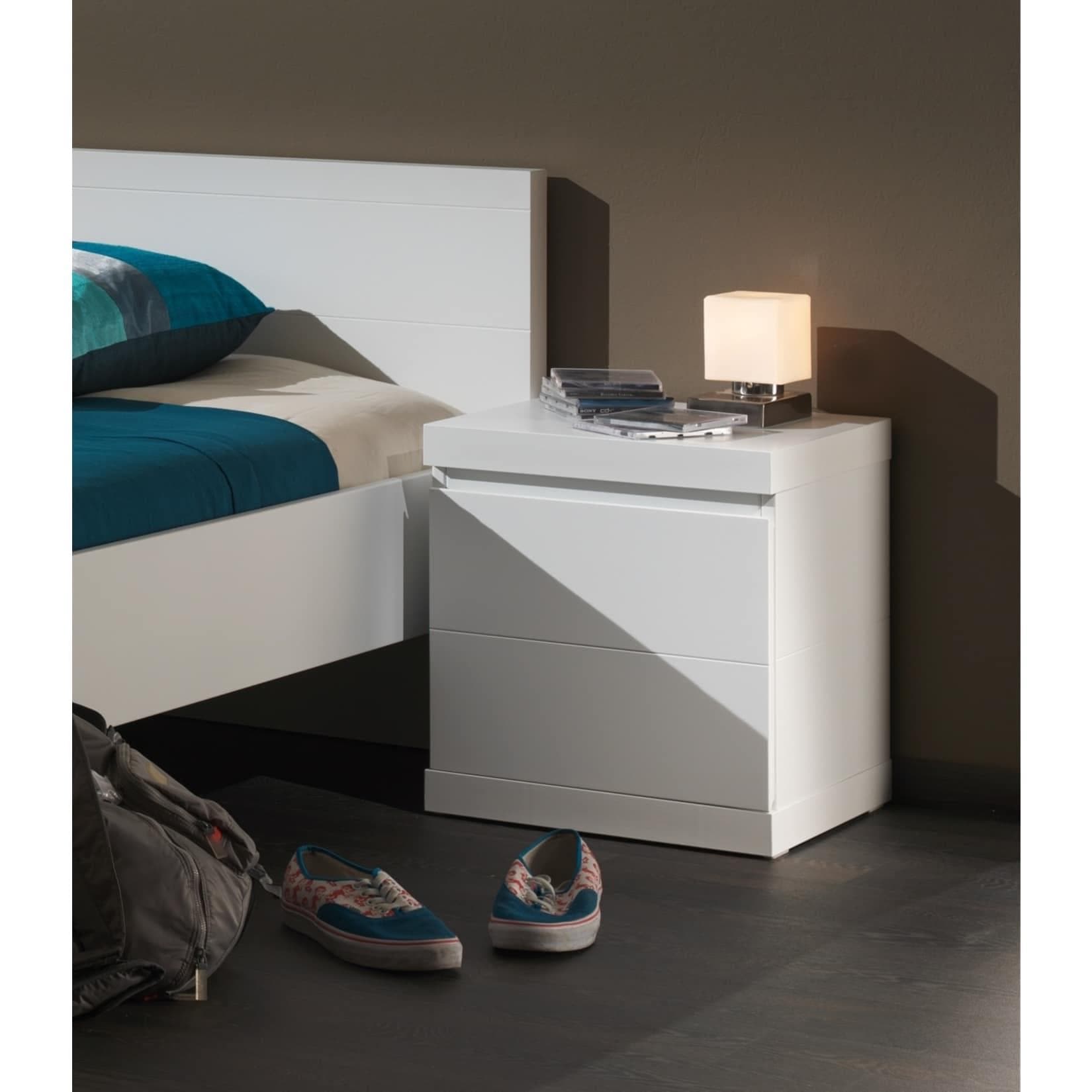 Moderne Nachtkonsole mit Tür - Weiß lackiert