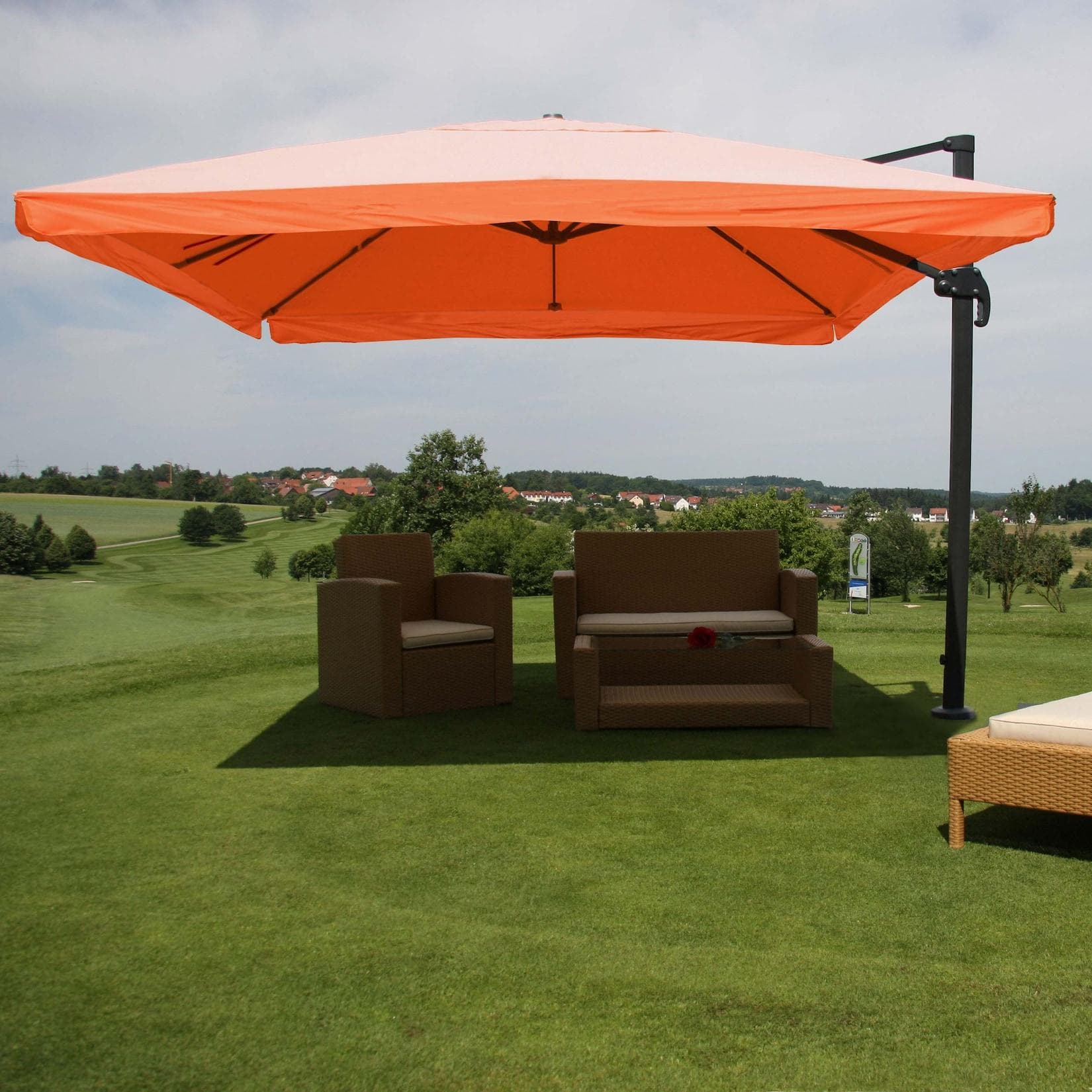 Ampelschirm MCW-A96 Sonnenschirm Gastronomie 3x3m Polyester/Alu 23kg Terracotta