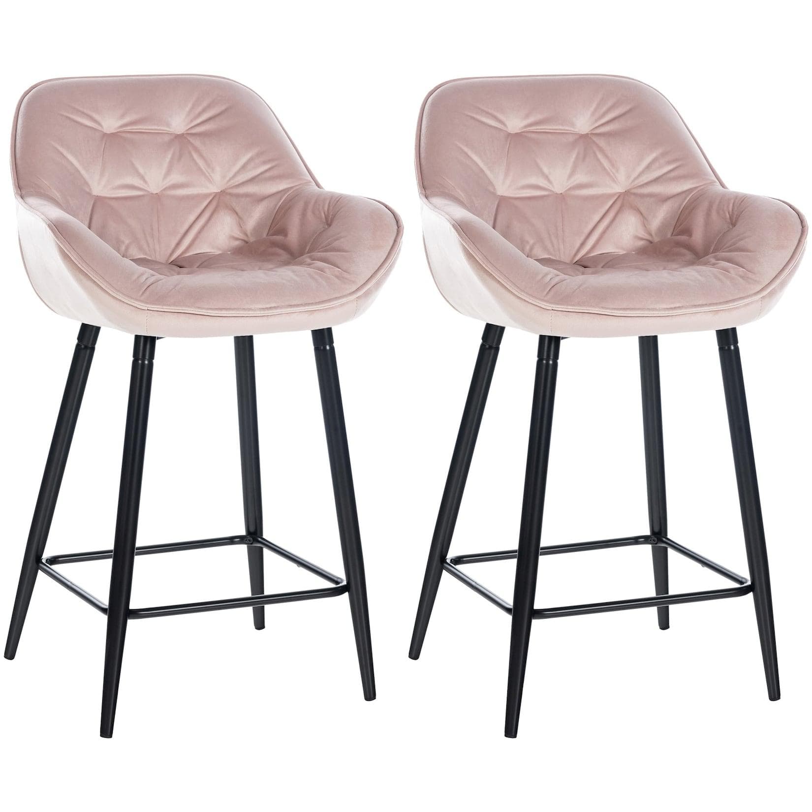 CLP 2er Set Barhocker Gibson Samt Sitzhöhe 76 cm Fußstütze