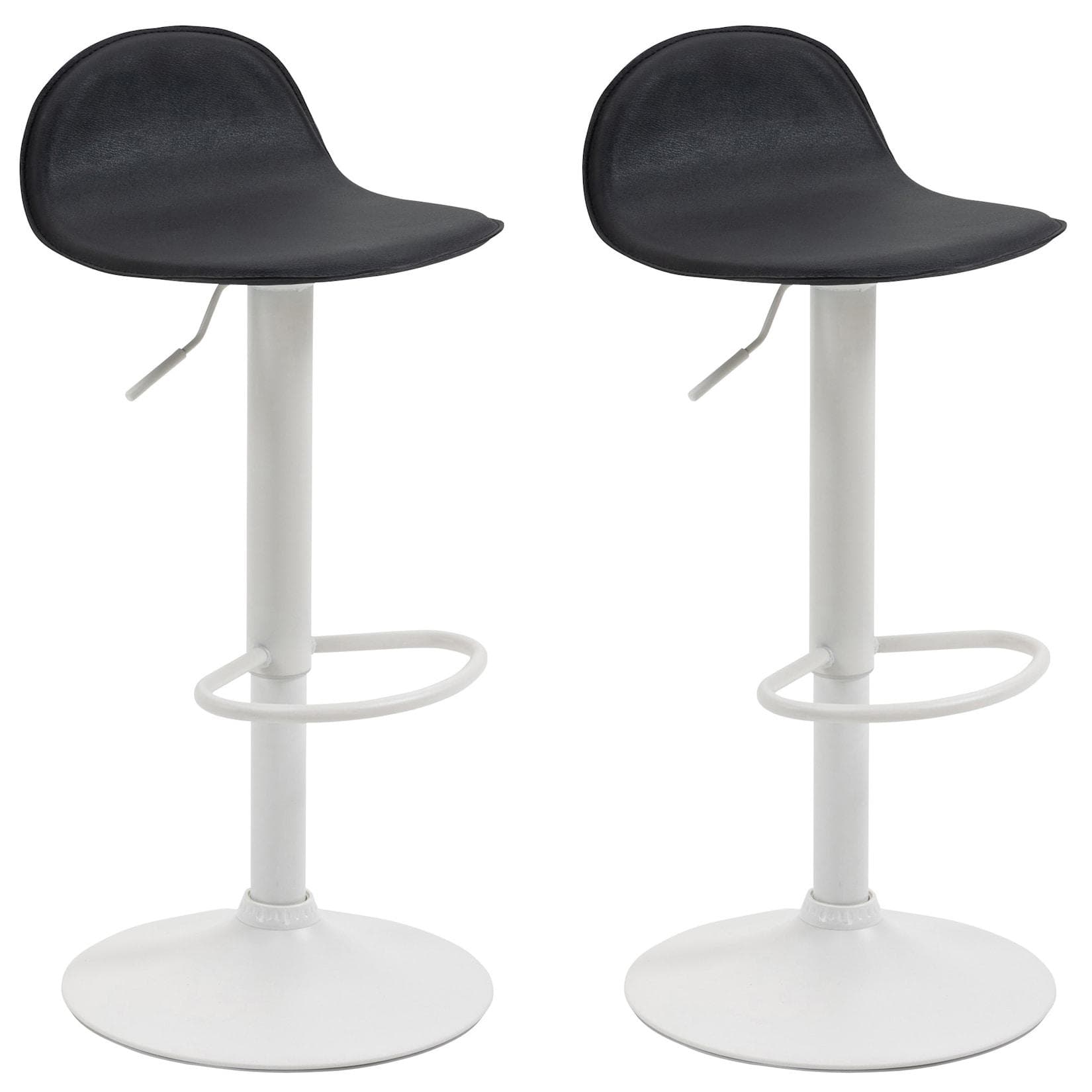 CLP 2er Set Barhocker Lana V2 Höhenverstellbar Kunstleder Schwarz/Silber