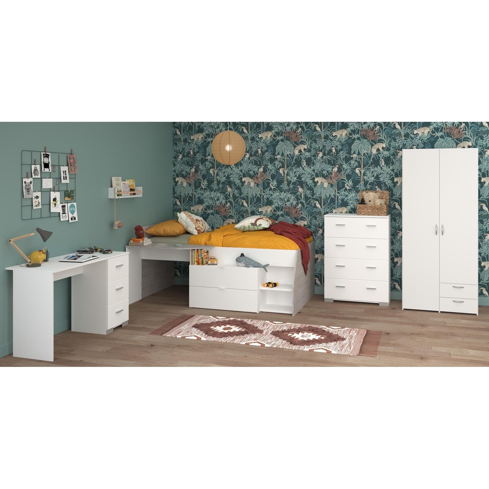 PARISOT Jugendzimmer-Set Milky 11 Grau/Weiß