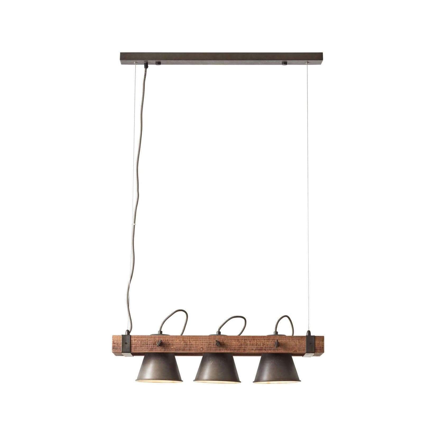 BRILLIANT Pendelleuchte Plow 3-flammig Schwarz Holz Metall Schwenkbar