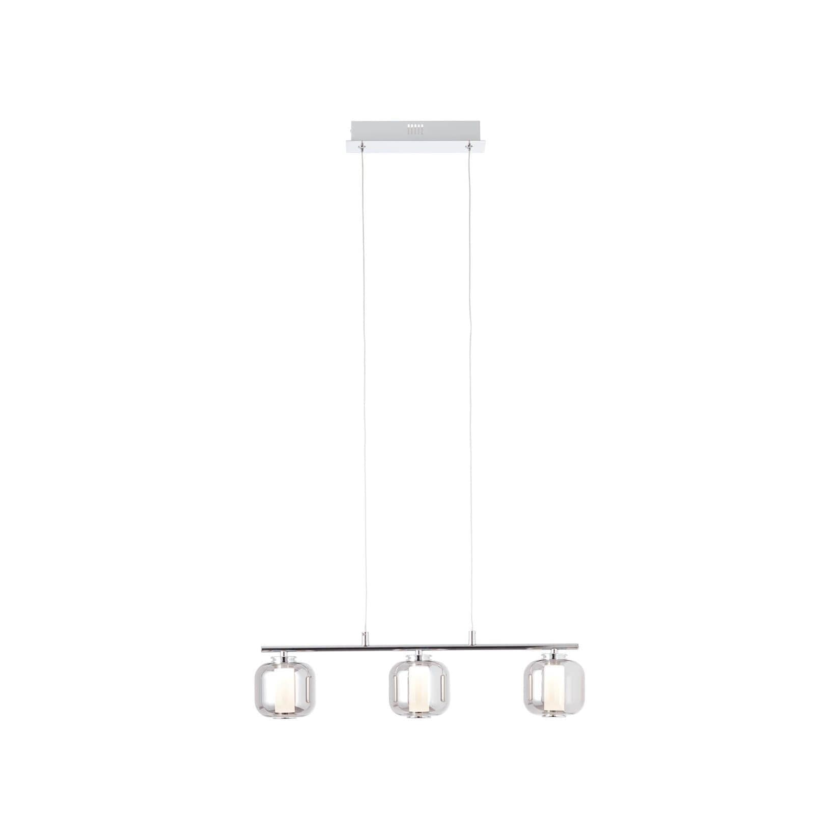 BRILLIANT Rafa LED Pendelleuchte 3flg chrom/rauchglas