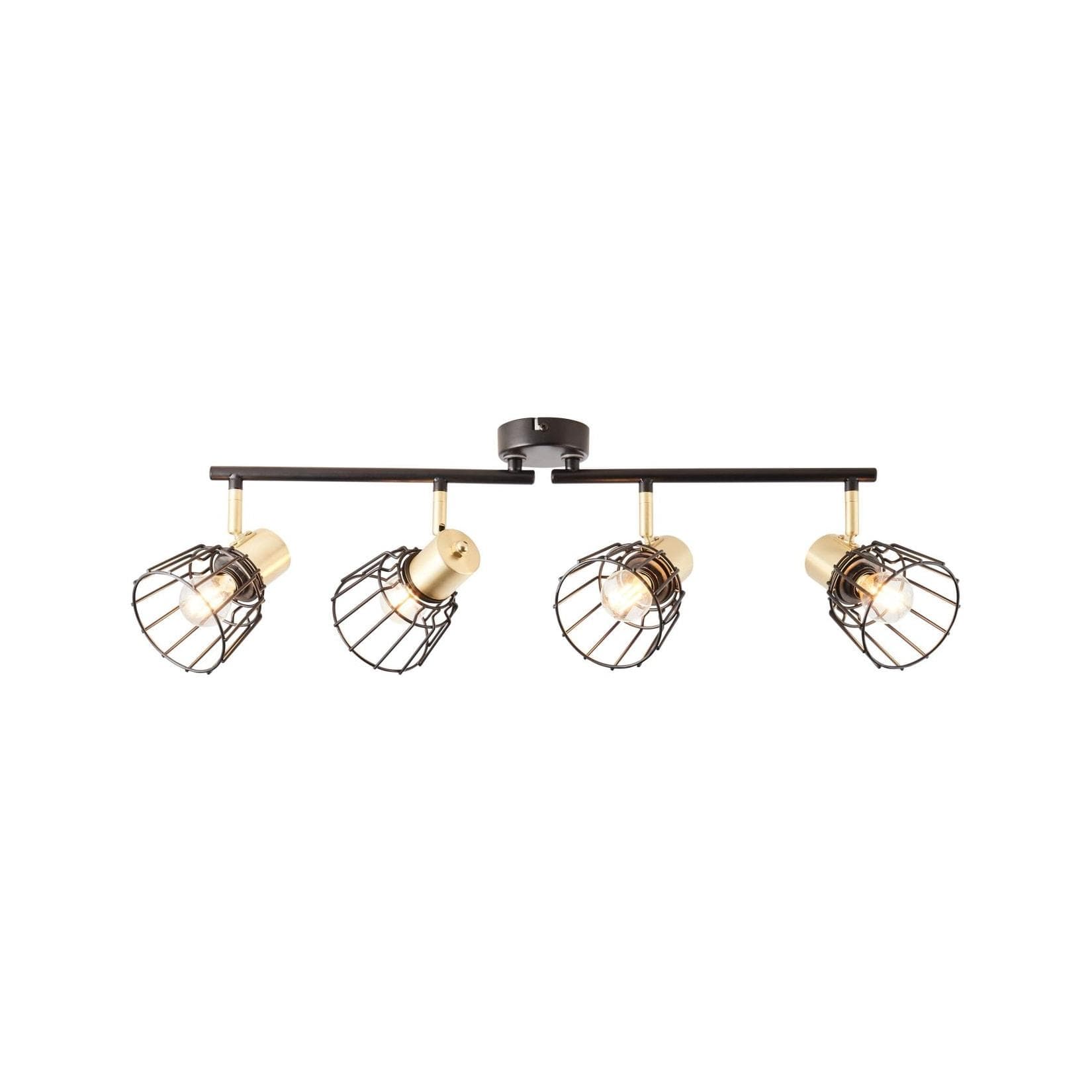 Brilliant Deckenleuchte Posca: Retro Design, Schwarz Matt/Messing, Dimmbar