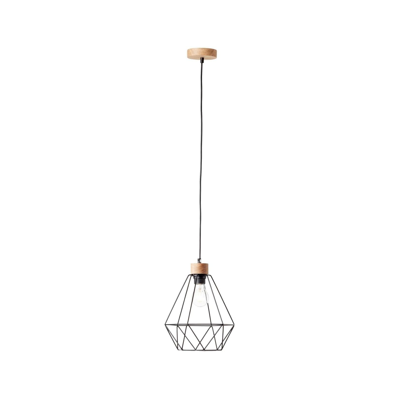 BRILLIANT Pendelleuchte Schwarz/Holz 25cm E27 FSC Holz