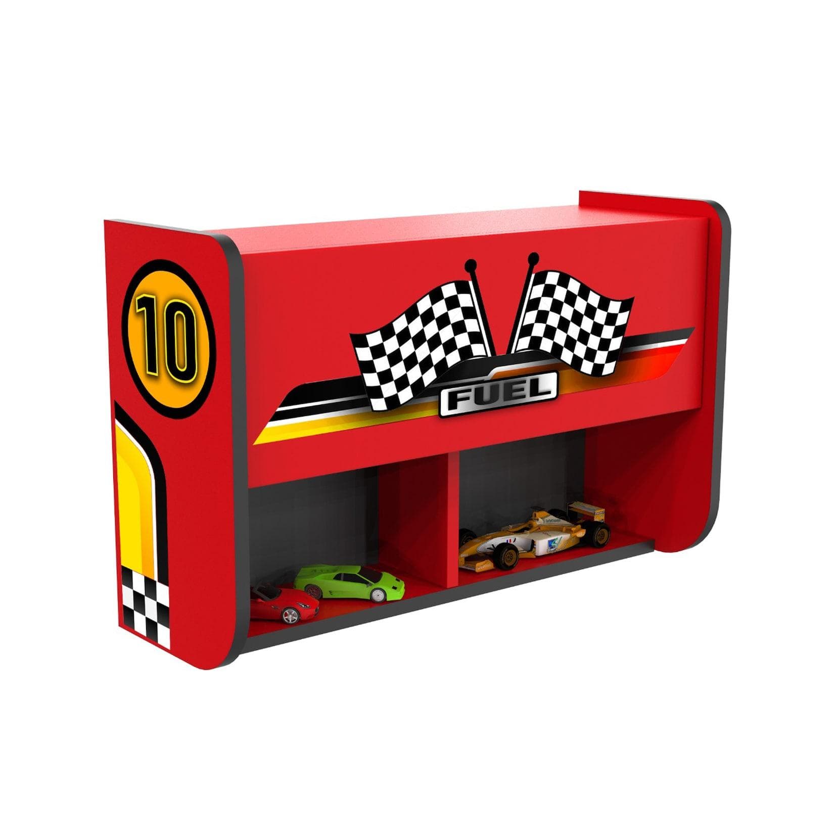 Bücherregal mit Klappe Wandregal für Kinderzimmer Rot