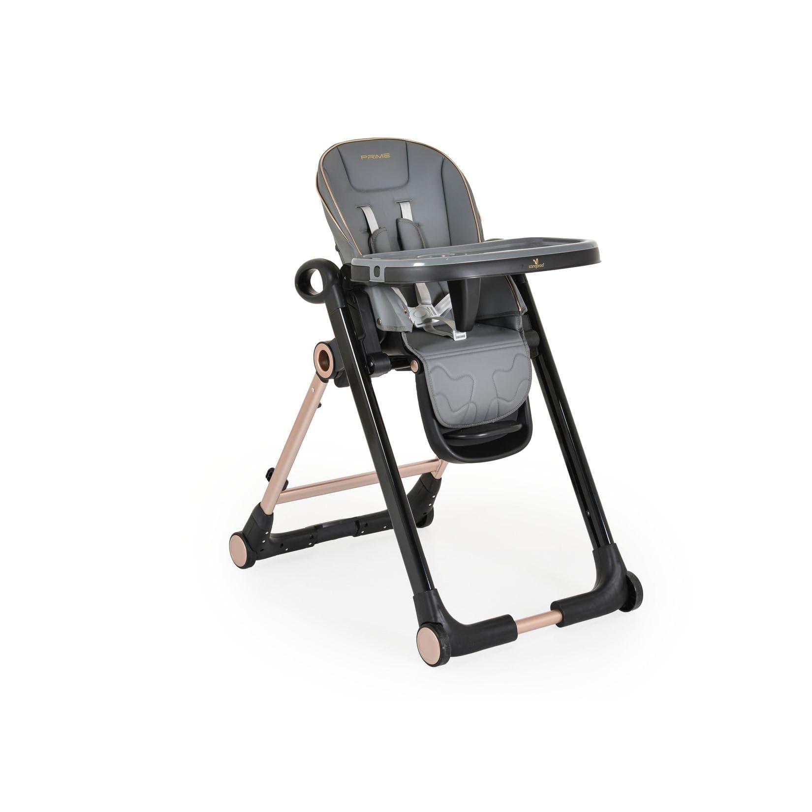 Cangaroo Kinderhochstuhl Prime klappbar höhenverstellbar Räder Gurt Babyliege grau