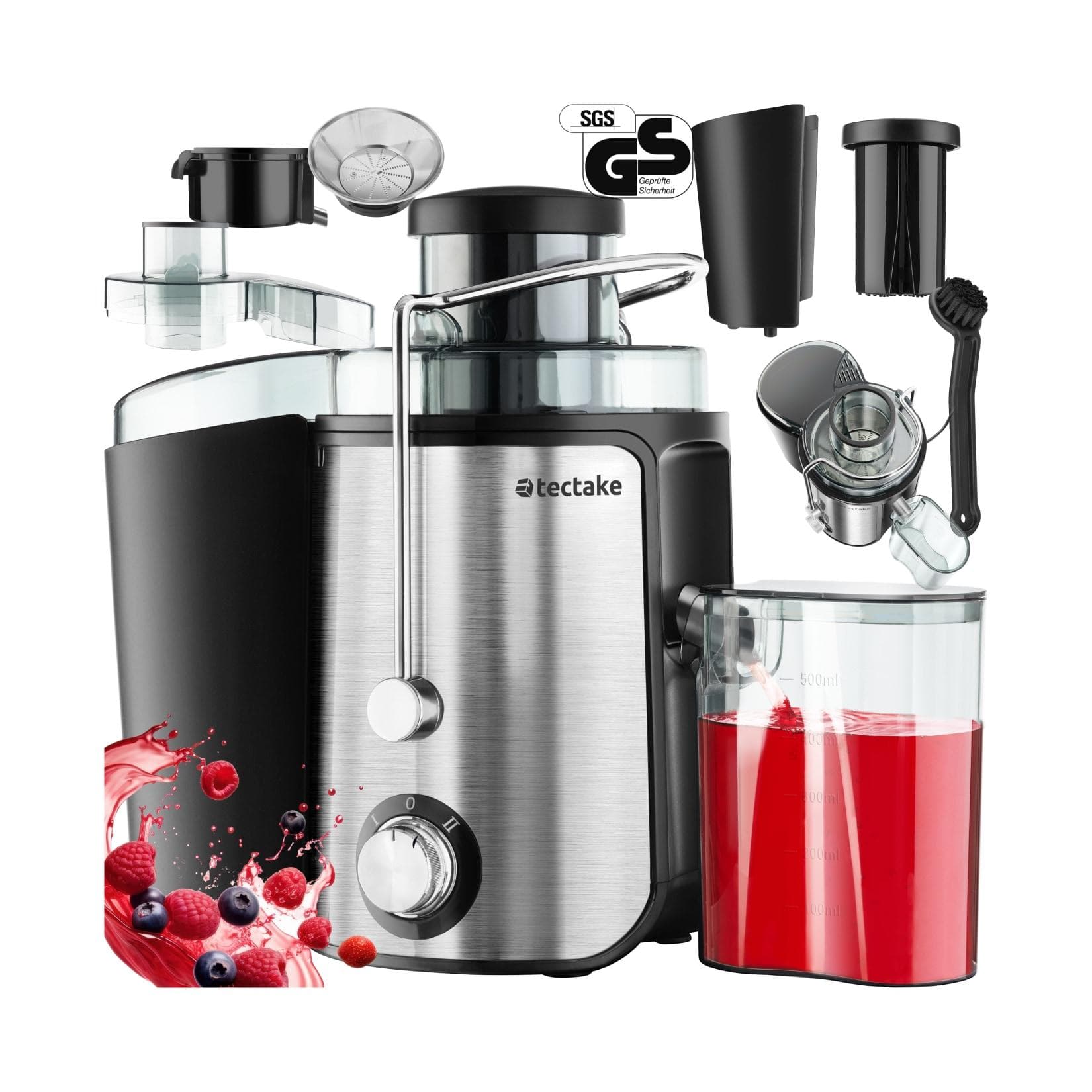 tectake® Entsafter 600 W 500 ml Edelstahlgehäuse