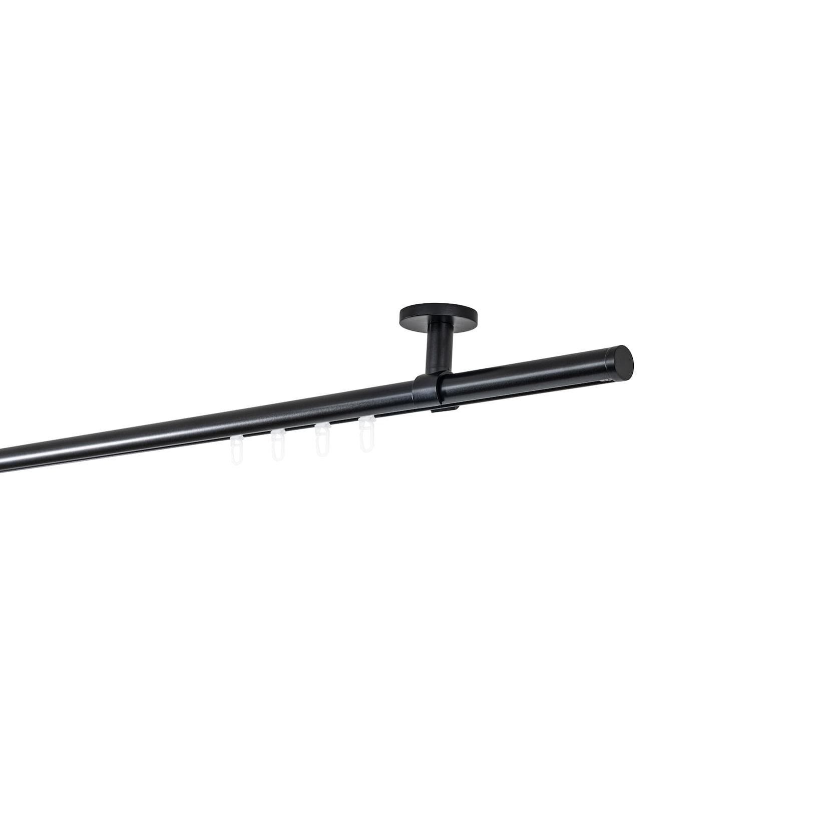 Ondeco Gardinenstange auf Maß Innenlauf 20mm Match 1-lauf Deckenträger 4cm mit Gleiter Schwarz