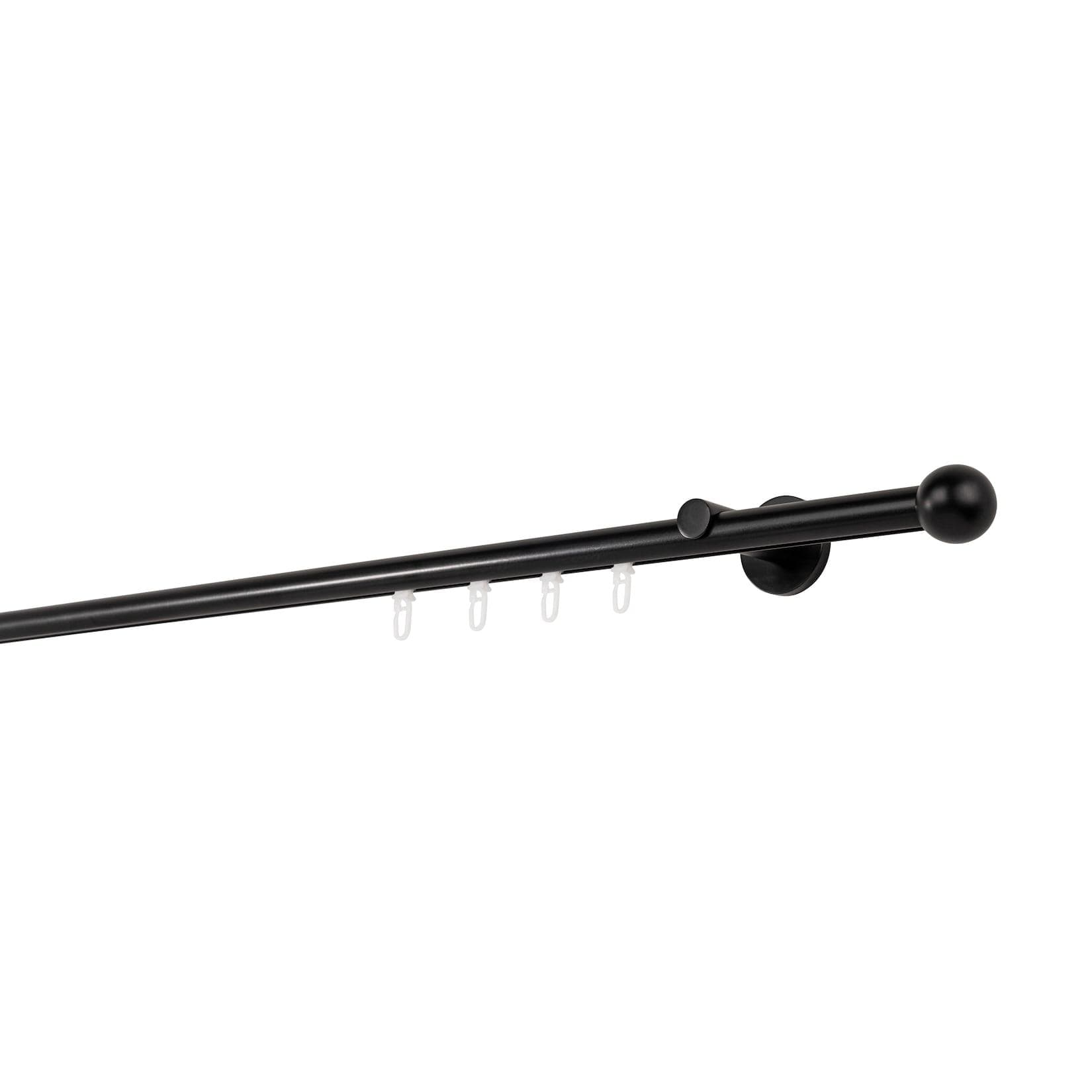 Ondeco Gardinenstange auf Maß Innenlauf 20mm Ball 1-lauf Wandträger 6,5cm mit Gleiter