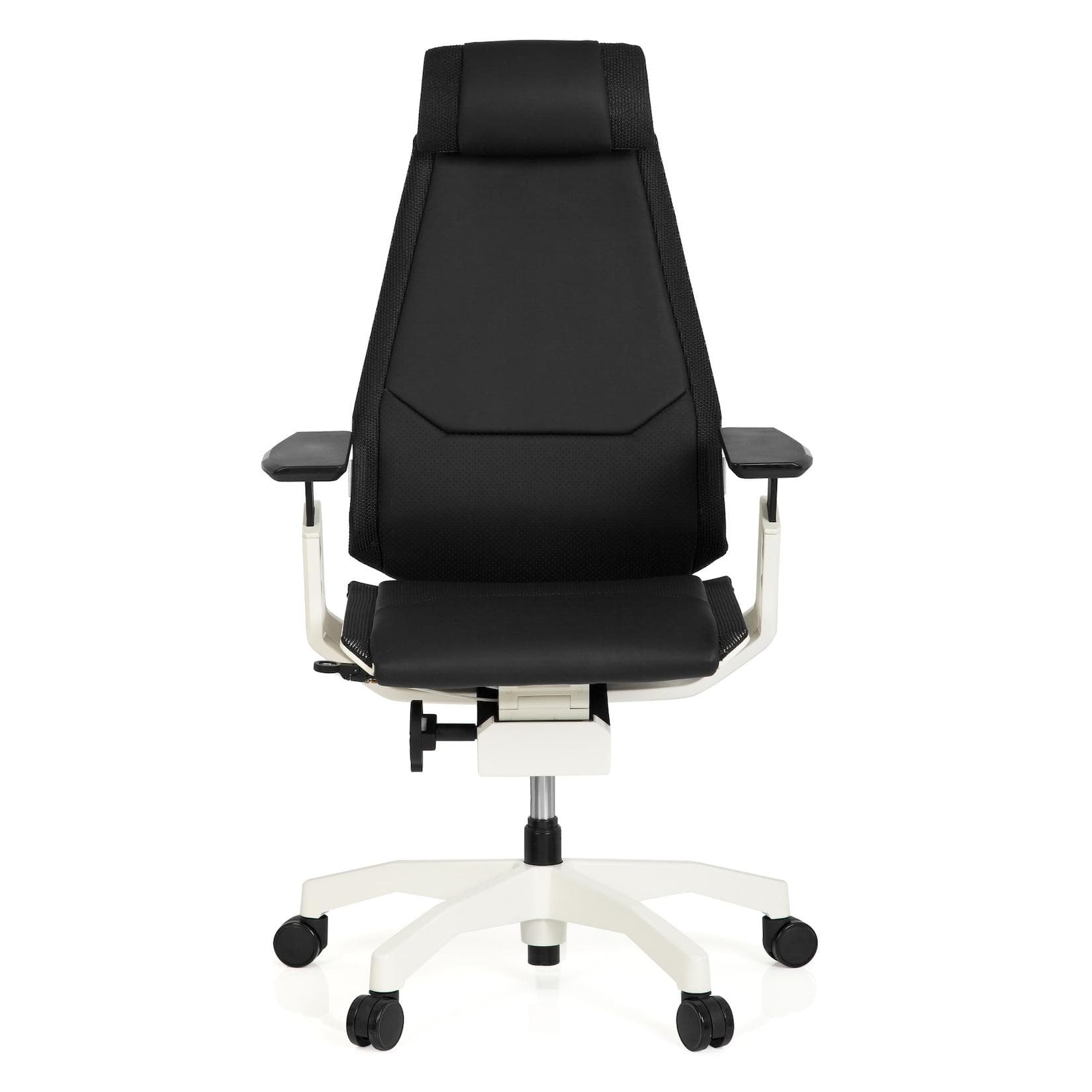 GENIDIA PRO WHITE Ledersessel - Ergonomischer Drehstuhl für Büro & Schreibtisch