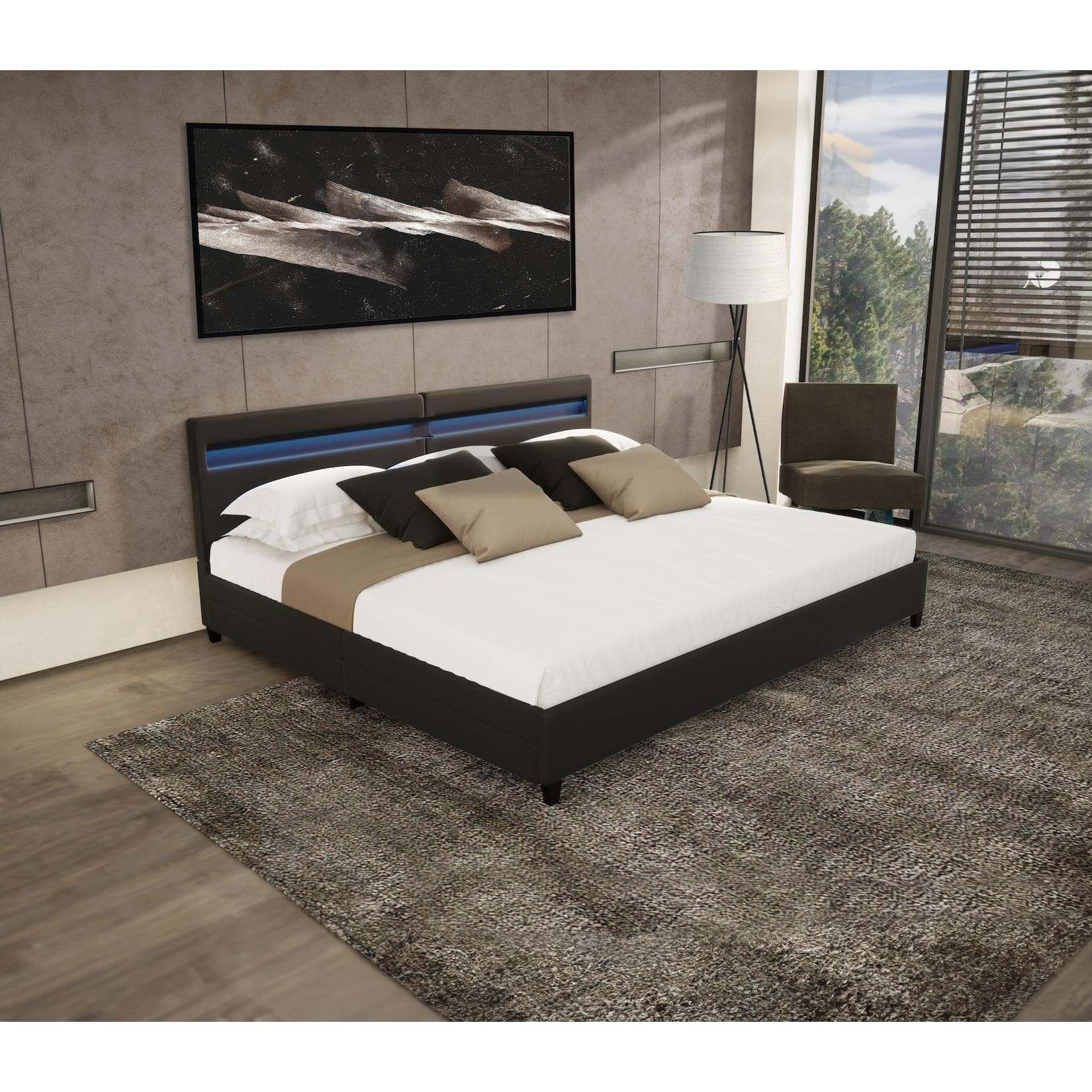 HOME DELUXE LED Bett Nube Schwarz mit Schubladen