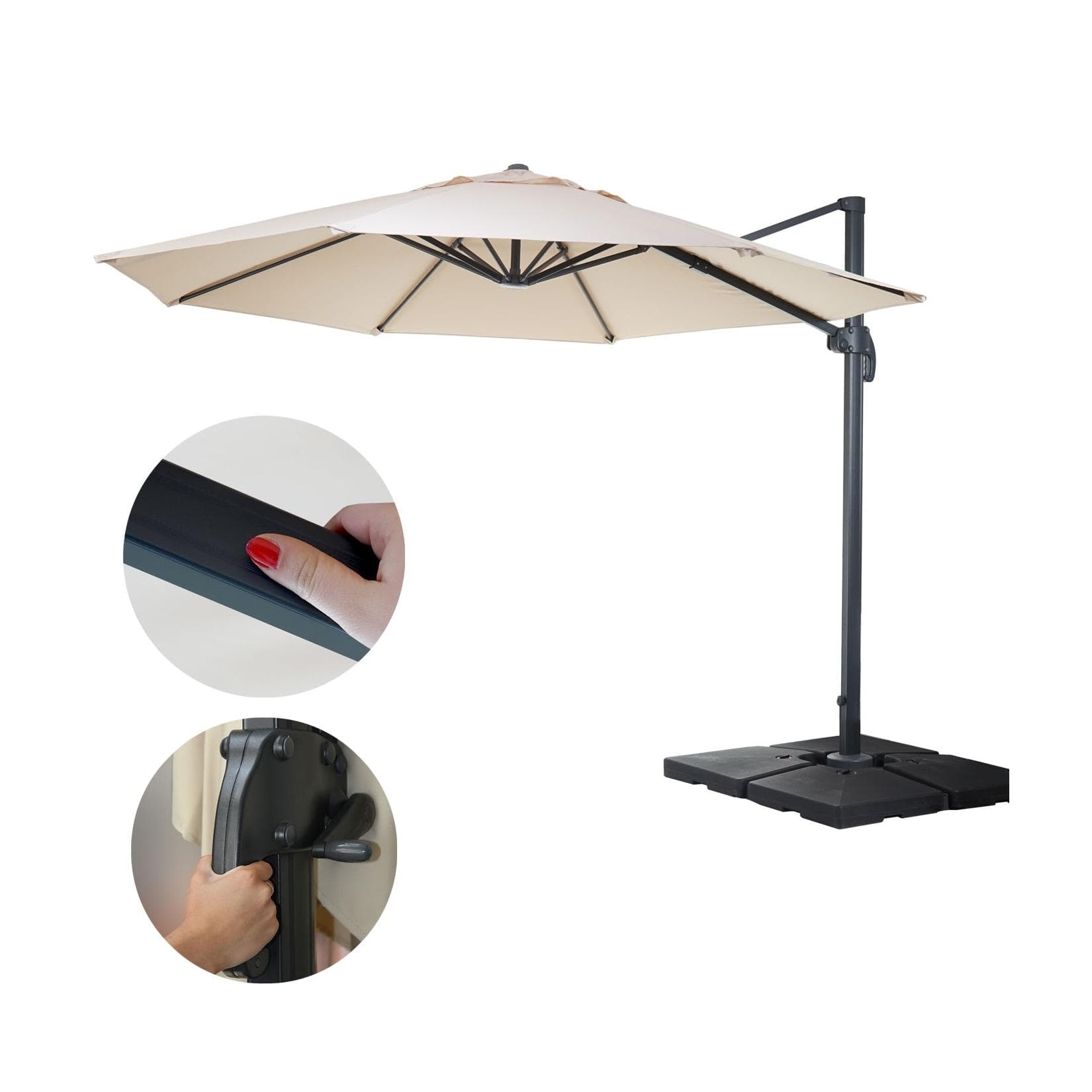 Gastronomie-Ampelschirm MCW-A96 Sonnenschirm 3,5m Polyester Alu/Stahl