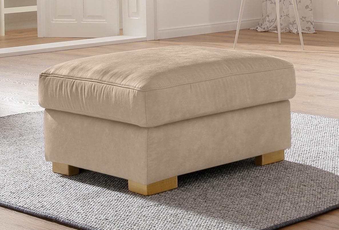 Home Affaire Hocker Ventura Beige mit Stauraum und Holzfüßen