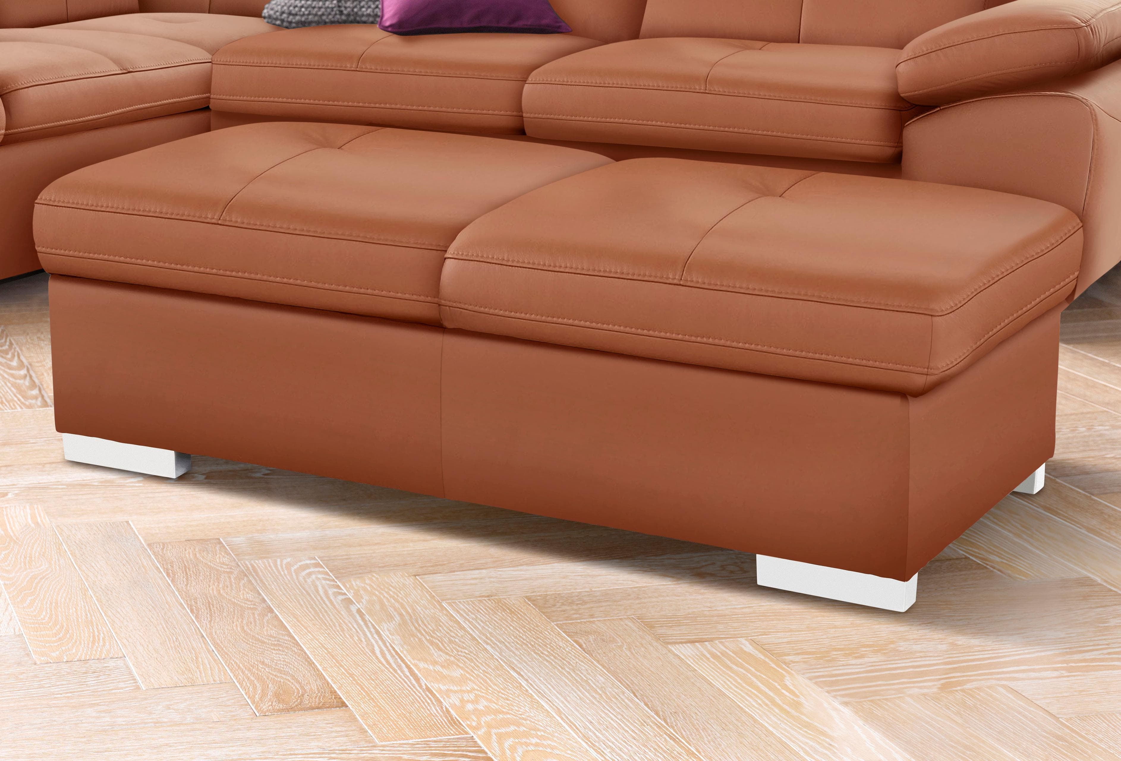 exxpo Hocker Spring Bankhocker Cognac Naturleder & Kunstleder
