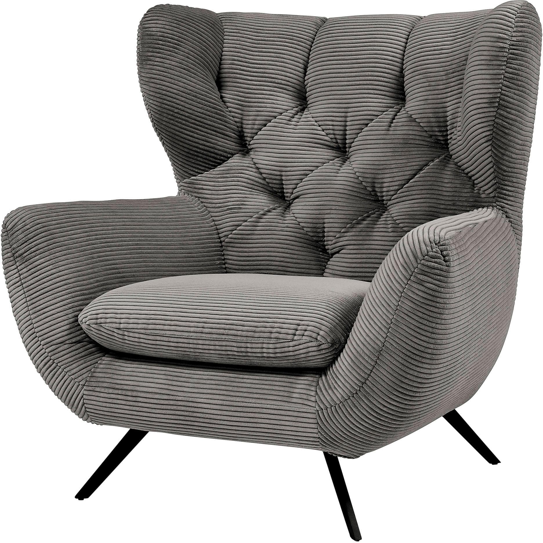 Candy Sessel Beatrice Ohrensessel Dunkelgrau Retro Samt-Optik