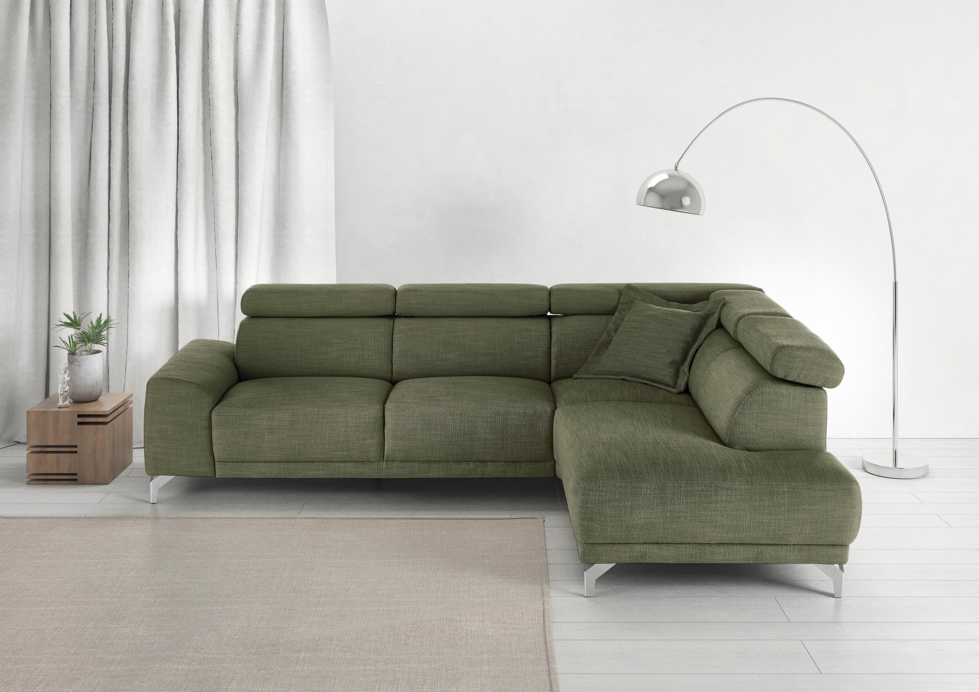 Candy Ecksofa 3C Greve 100% Leder Oliv Motorisch